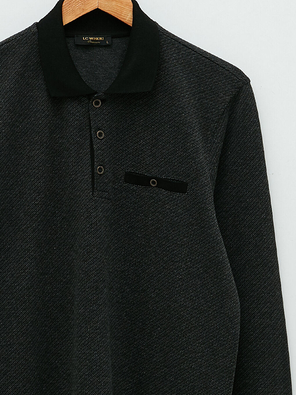Polo Neck Long Sleeve Men's Sweatshirt-7
