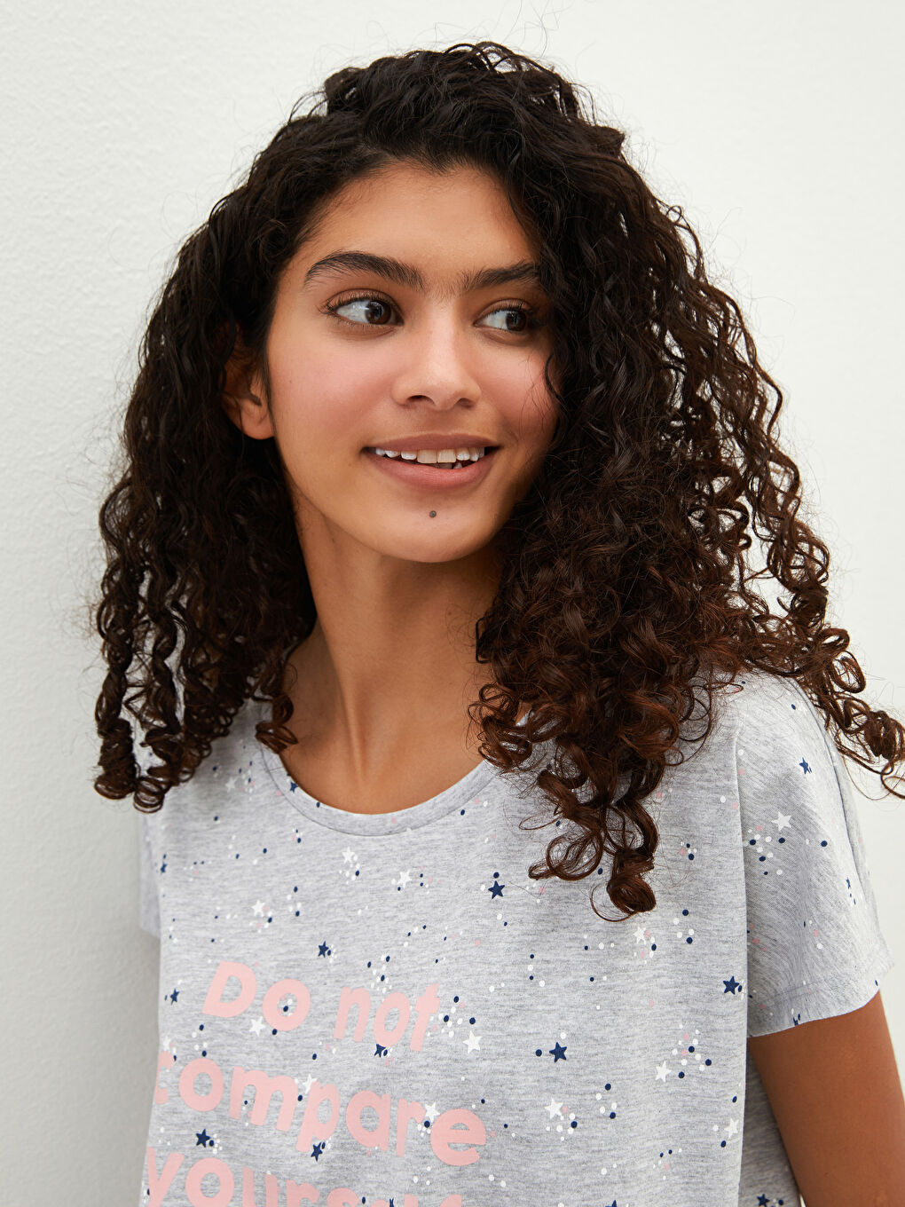 Crew Neck Printed Short Sleeve Women's Pyjama Set-3