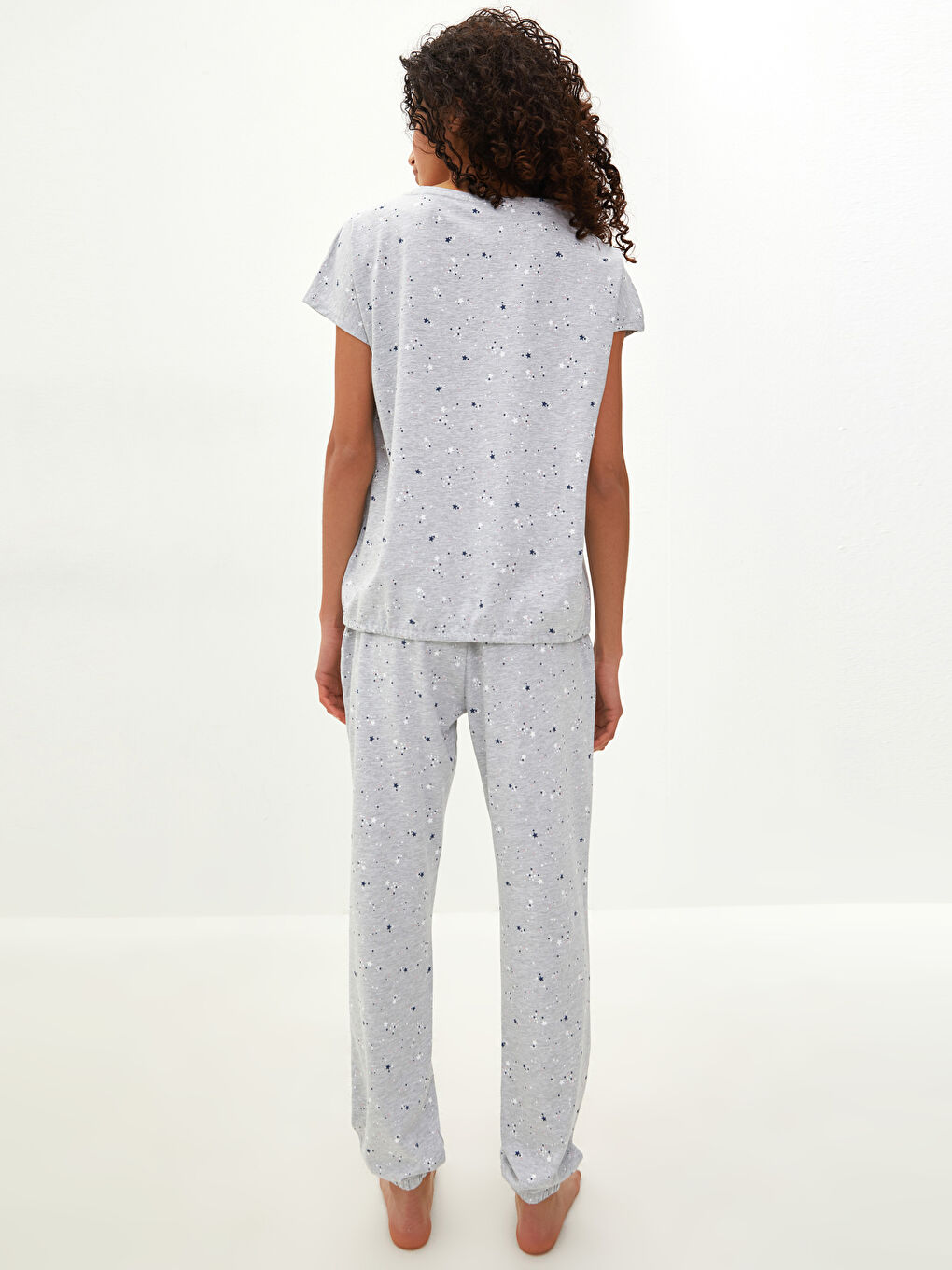 Crew Neck Printed Short Sleeve Women's Pyjama Set-4