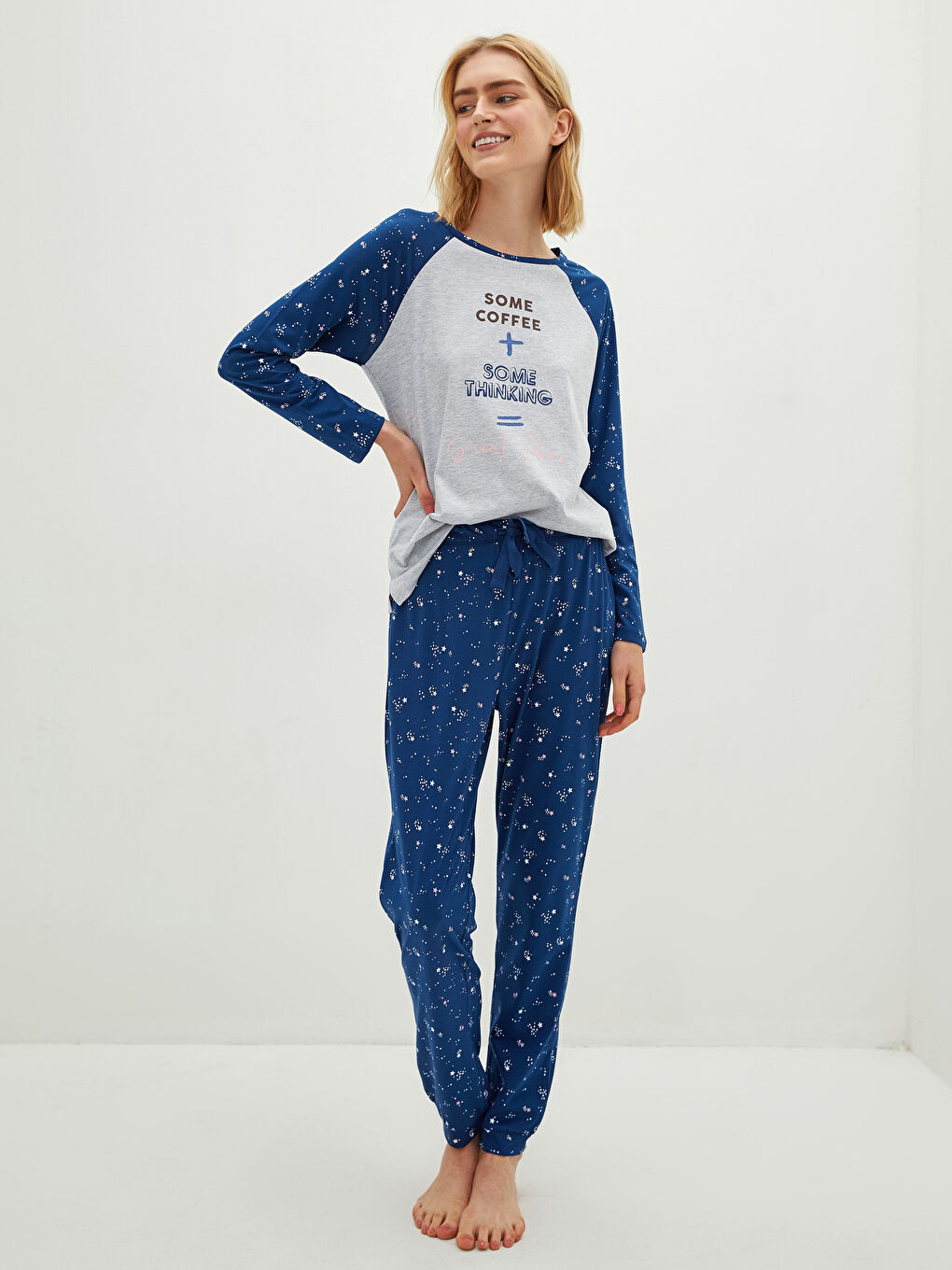 Lacivert Baskılı Pijama Takım-2