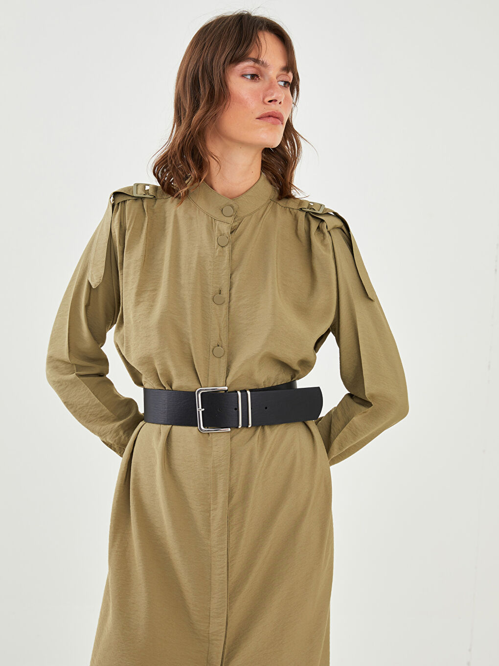 Siyah Deri Görünümlü Kadın Kemer-1