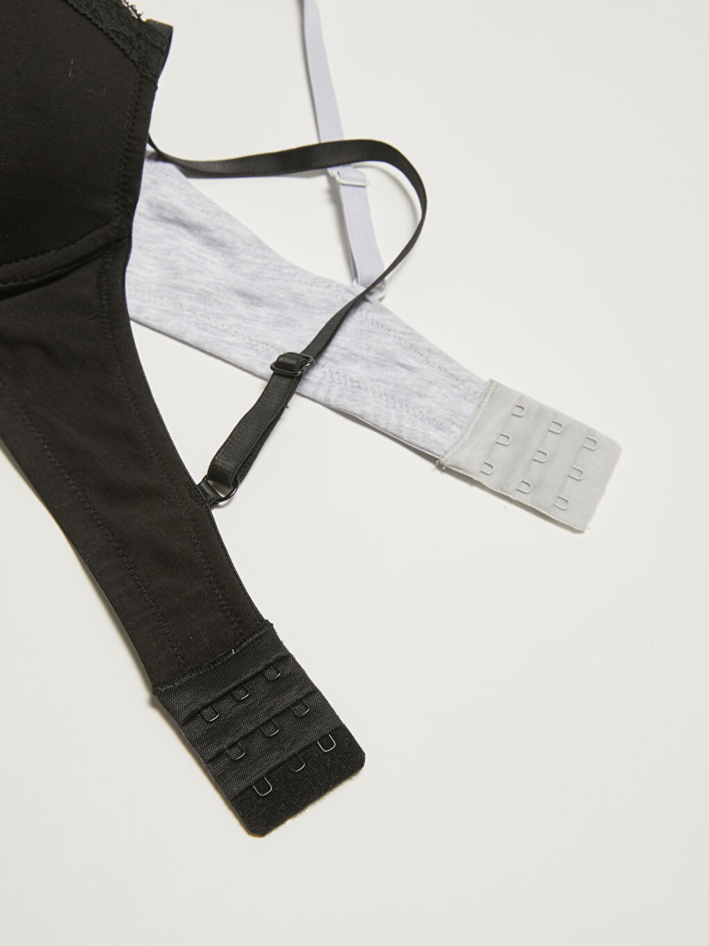 Siyah Balenli Dantel Detaylı Tişört Sütyen 2'li-4