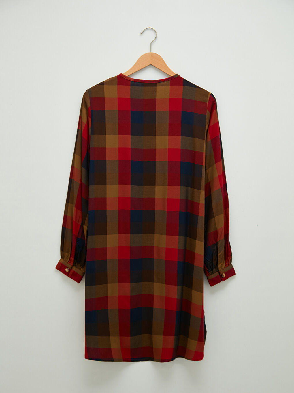 Tunique pour Femmes à Col Rond Écossais Manches Longues en Viscose-6