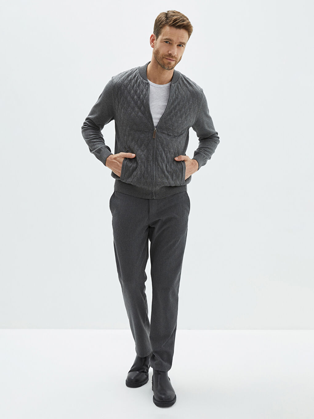 Standard Fit College Neck Men's Cardigan-2