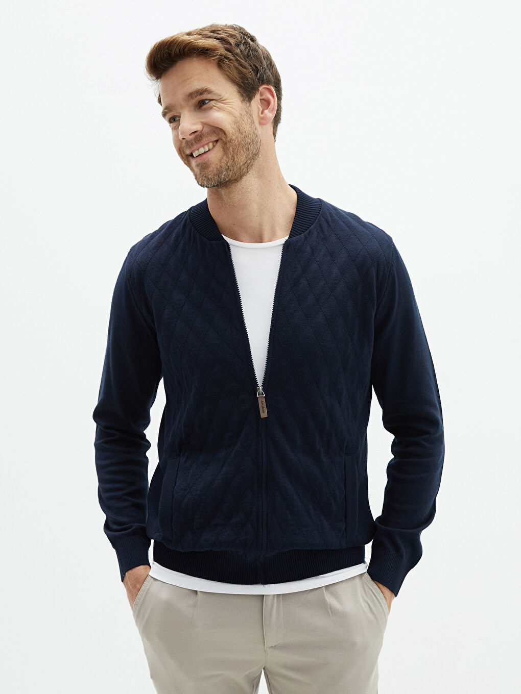 Standard Fit College Neck Men's Cardigan