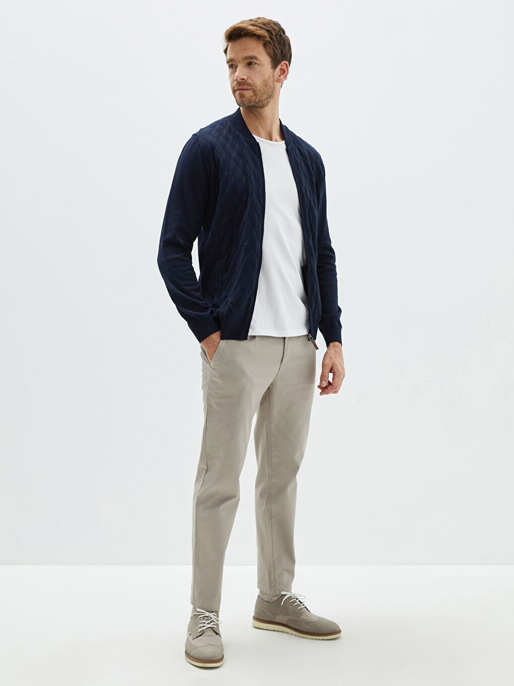 Standard Fit College Neck Men's Cardigan-1