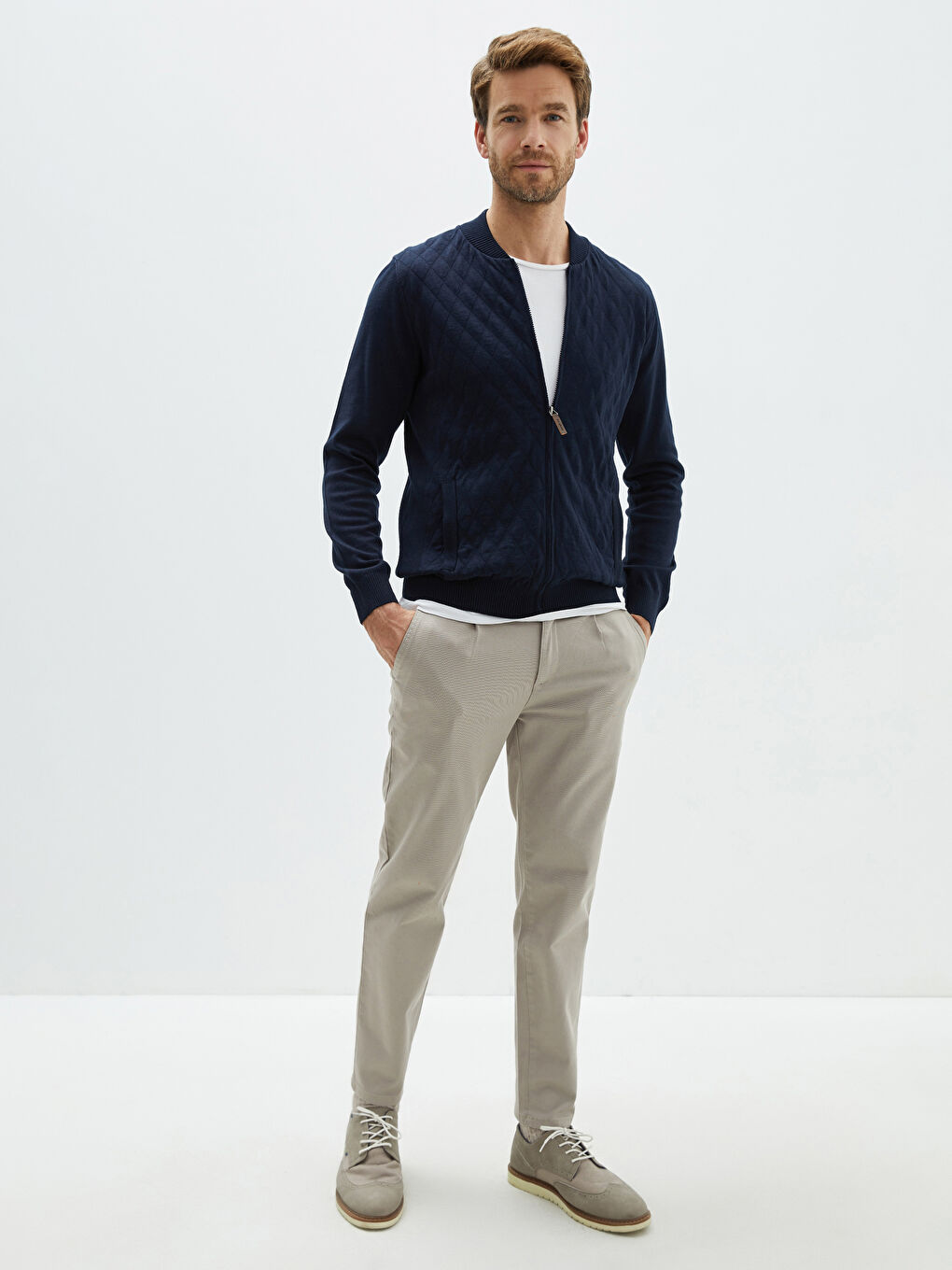 Standard Fit College Neck Men's Cardigan-2