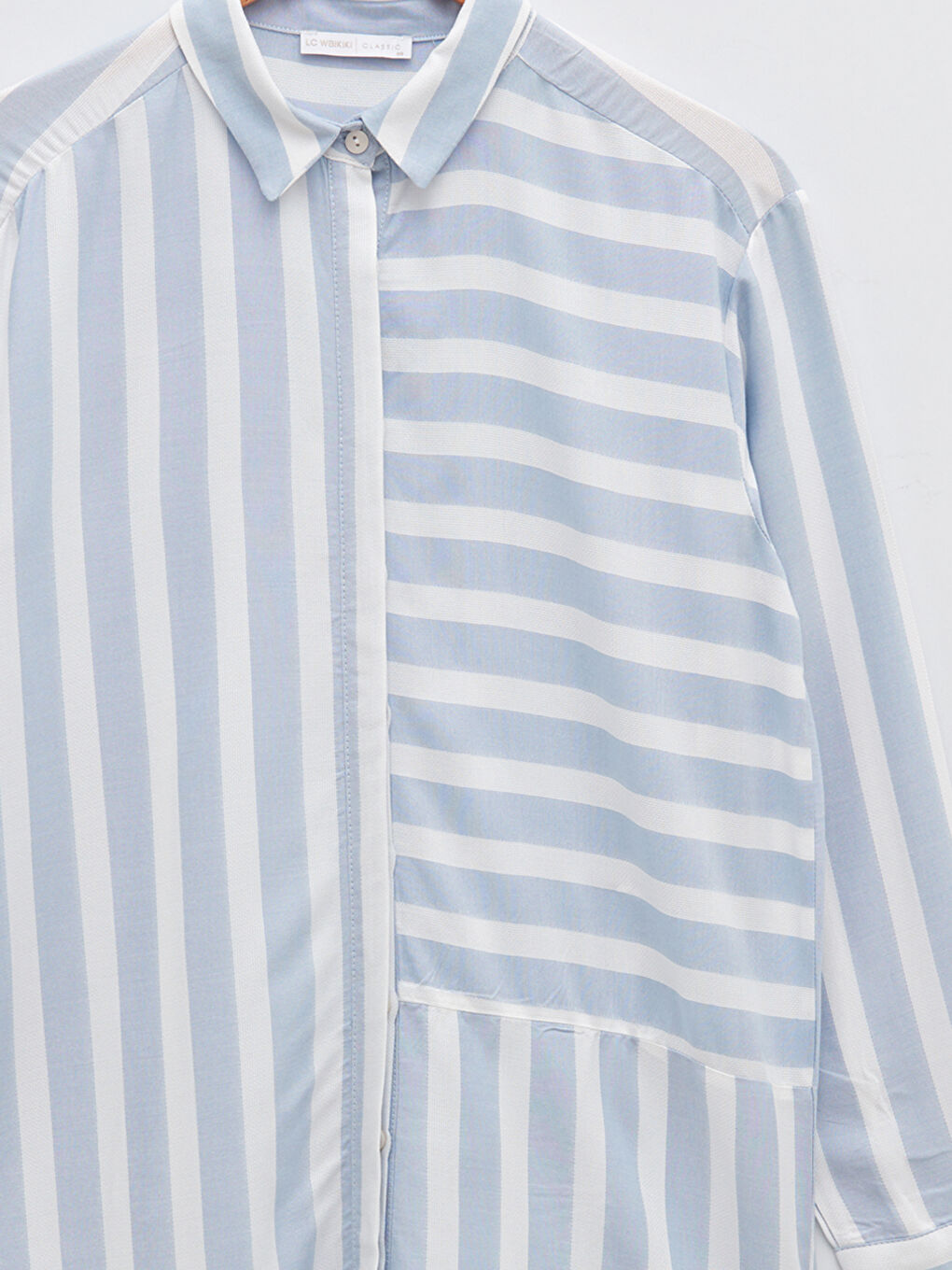 LCWAIKIKI Classic Striped Long Sleeve Viscose Women's Shirt Tunic -W16553Z8-LEN