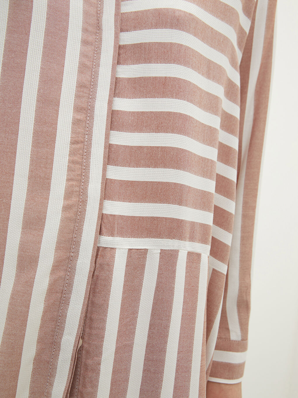 Tunique Chemise à Rayures en Viscose à Manches Longues pour Femmes-3