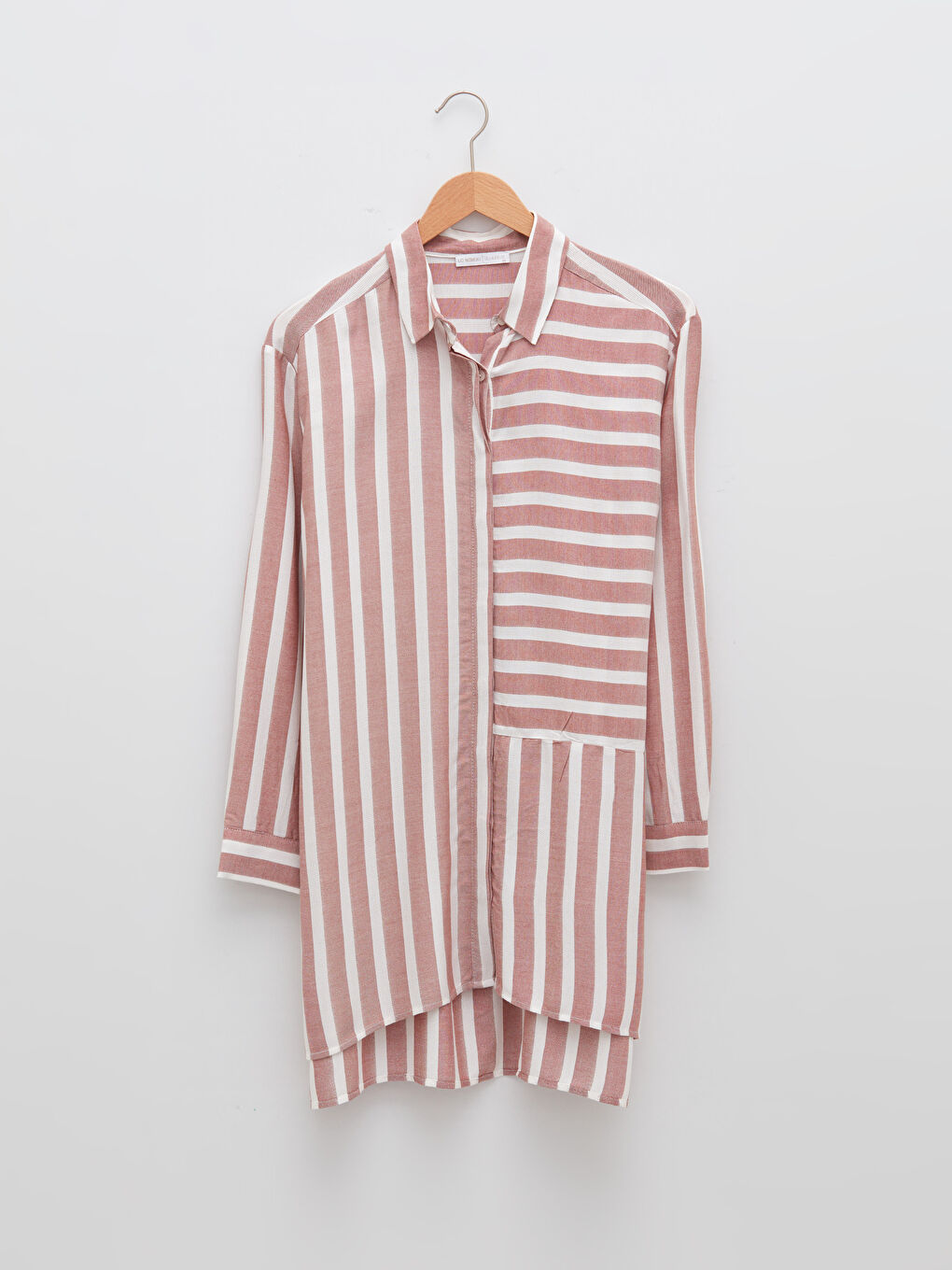 Tunique Chemise à Rayures en Viscose à Manches Longues pour Femmes-5