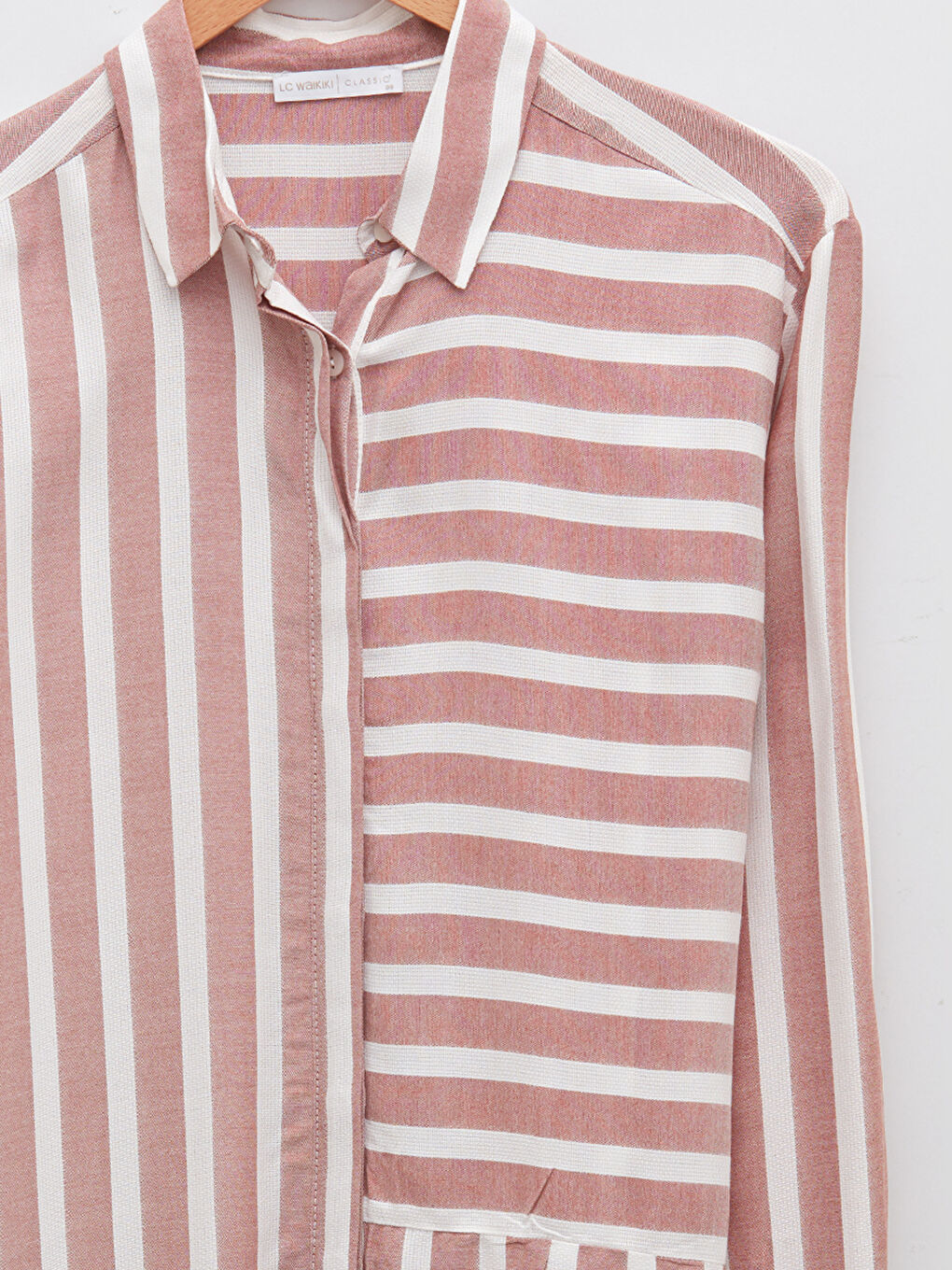 Tunique Chemise à Rayures en Viscose à Manches Longues pour Femmes-7