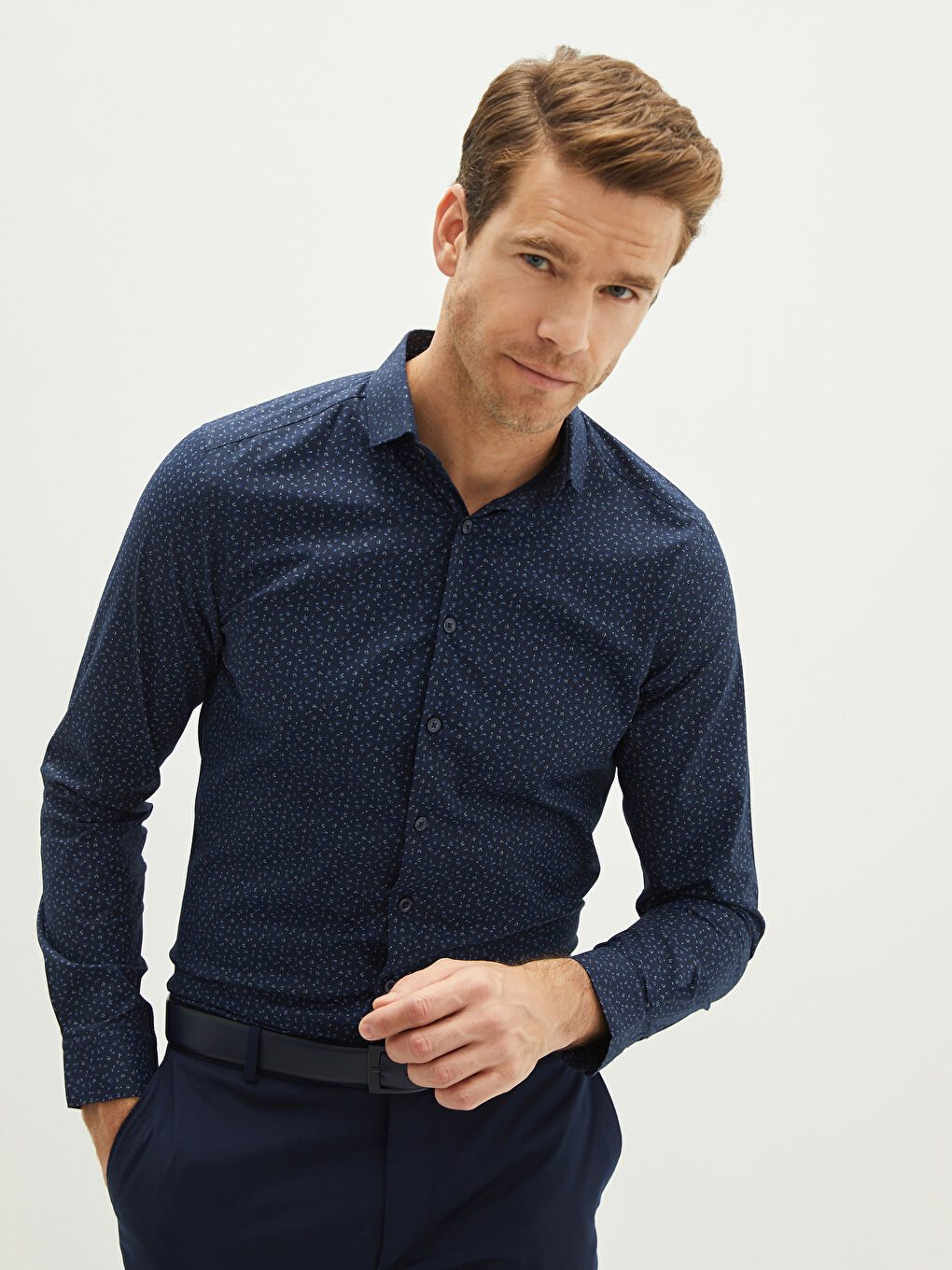 Extra Slim Fit Long Sleeve Poplin Men Shirt-1