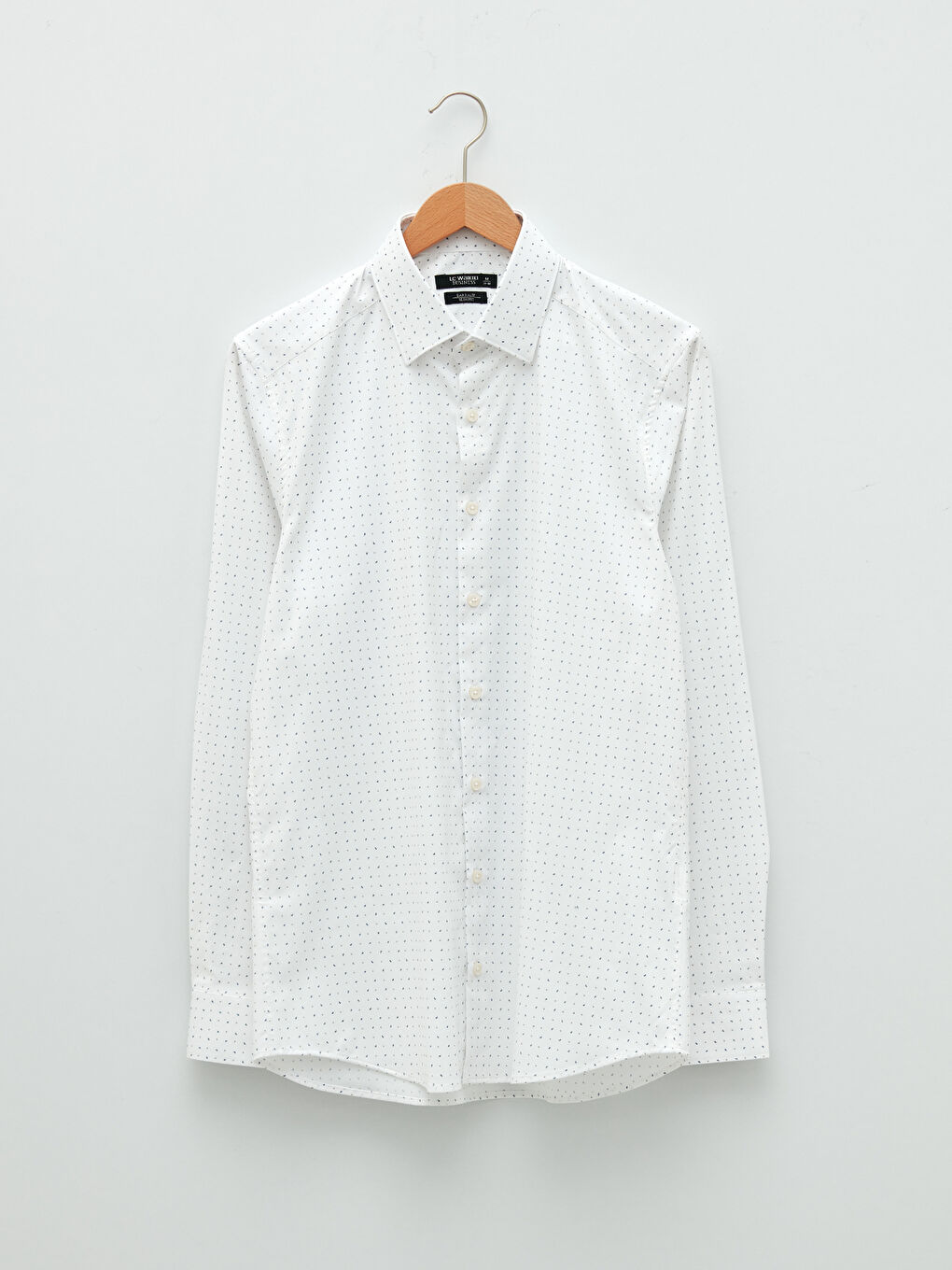 Slim Fit Long Sleeve Patterned Poplin Men's Shirt-5