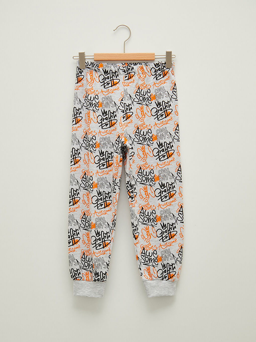 Gri Beli Lastikli Baskılı Erkek Çocuk Pijama Alt