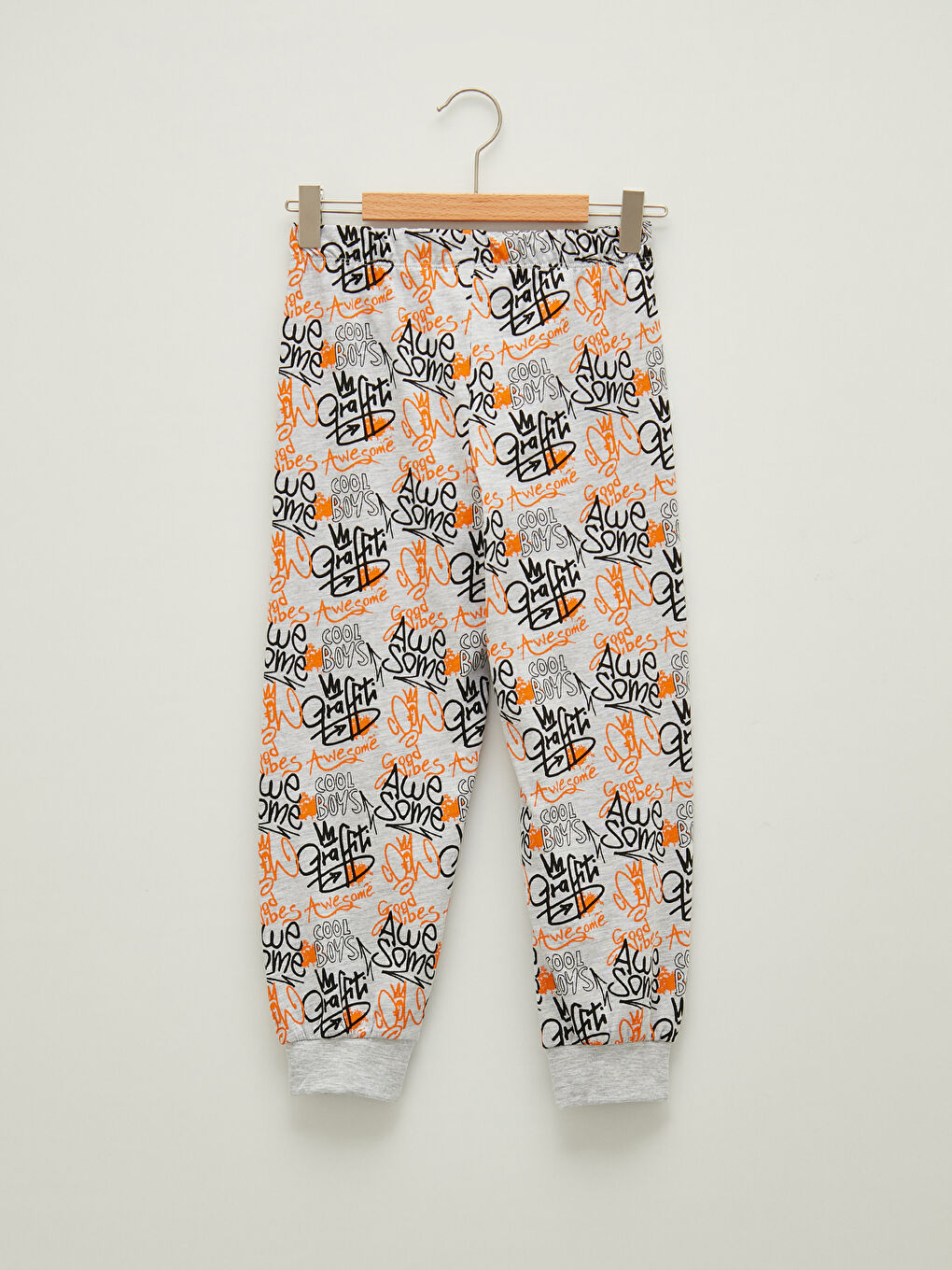 Gri Beli Lastikli Baskılı Erkek Çocuk Pijama Alt-1