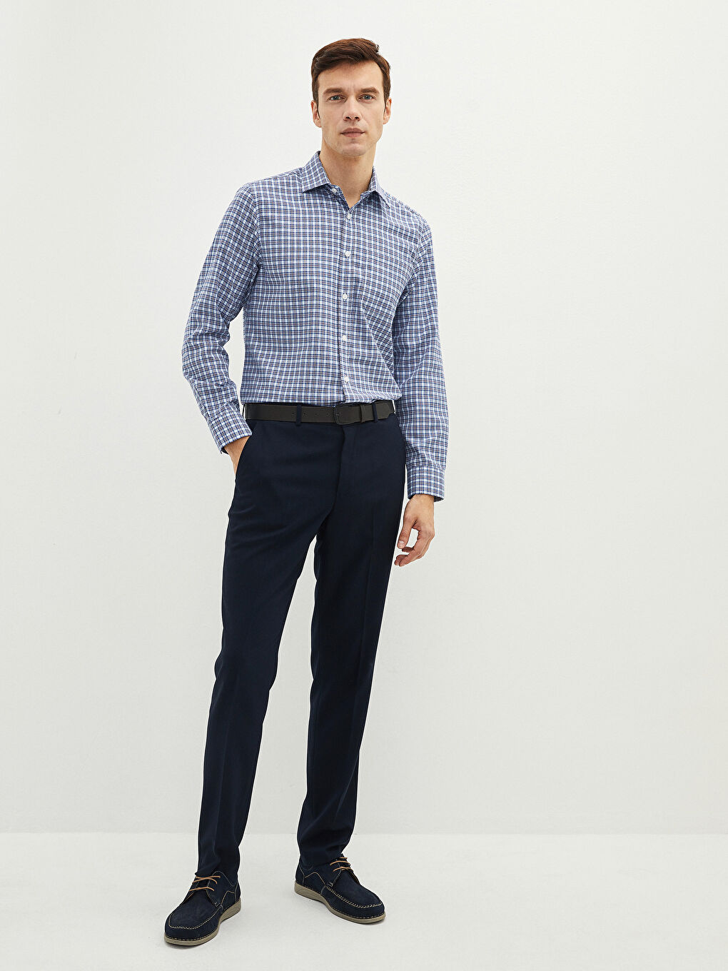 Kırmızı Regular Fit Uzun Kollu Ekose Gabardin Erkek Gömlek-3