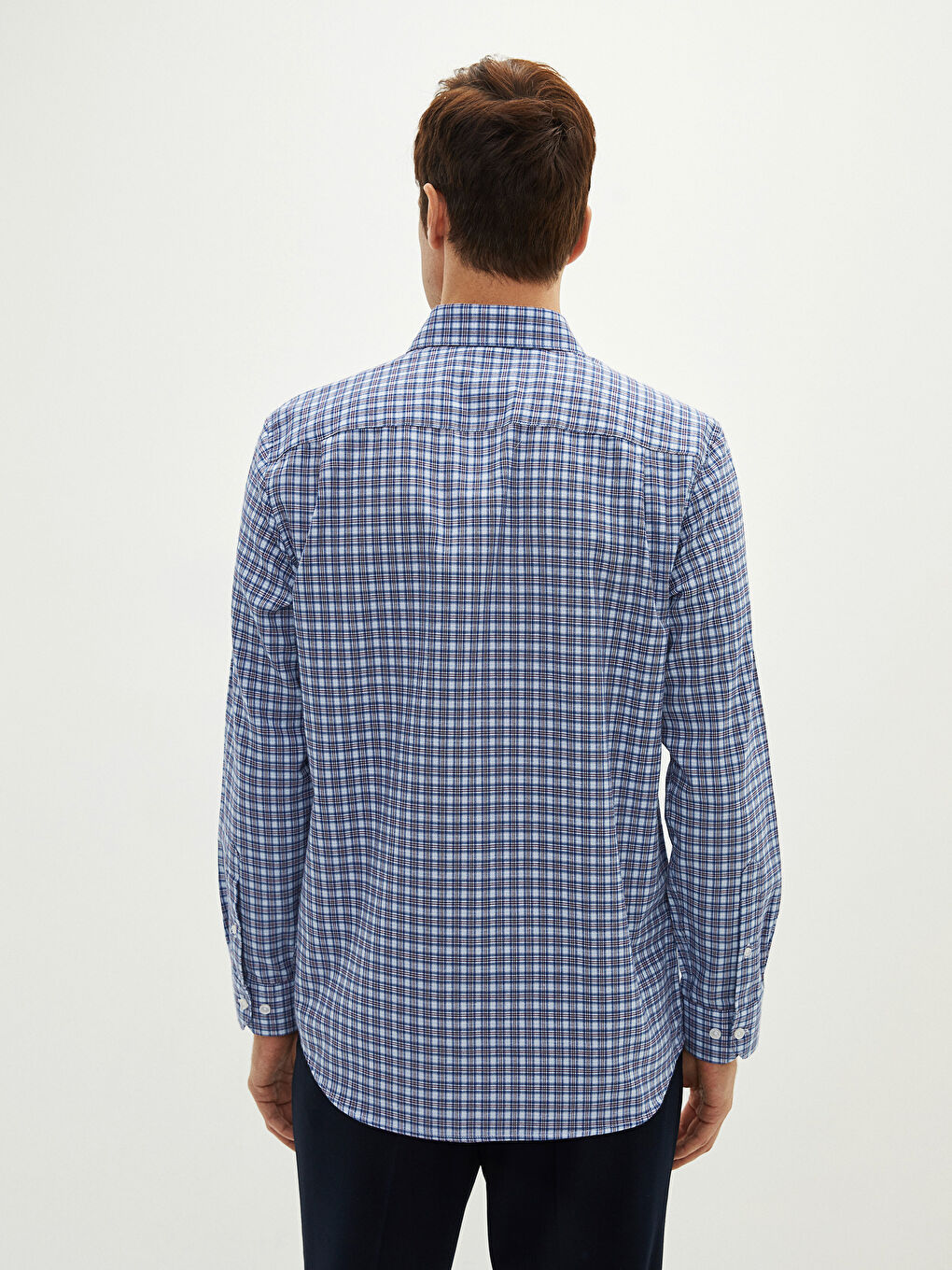 Kırmızı Regular Fit Uzun Kollu Ekose Gabardin Erkek Gömlek-4