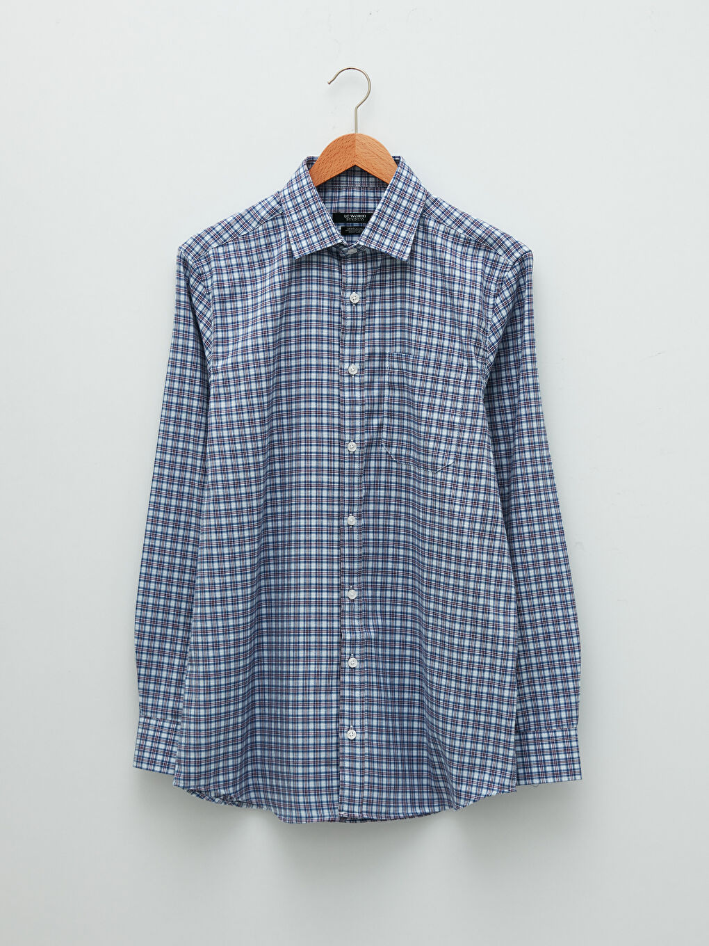 Kırmızı Regular Fit Uzun Kollu Ekose Gabardin Erkek Gömlek-5