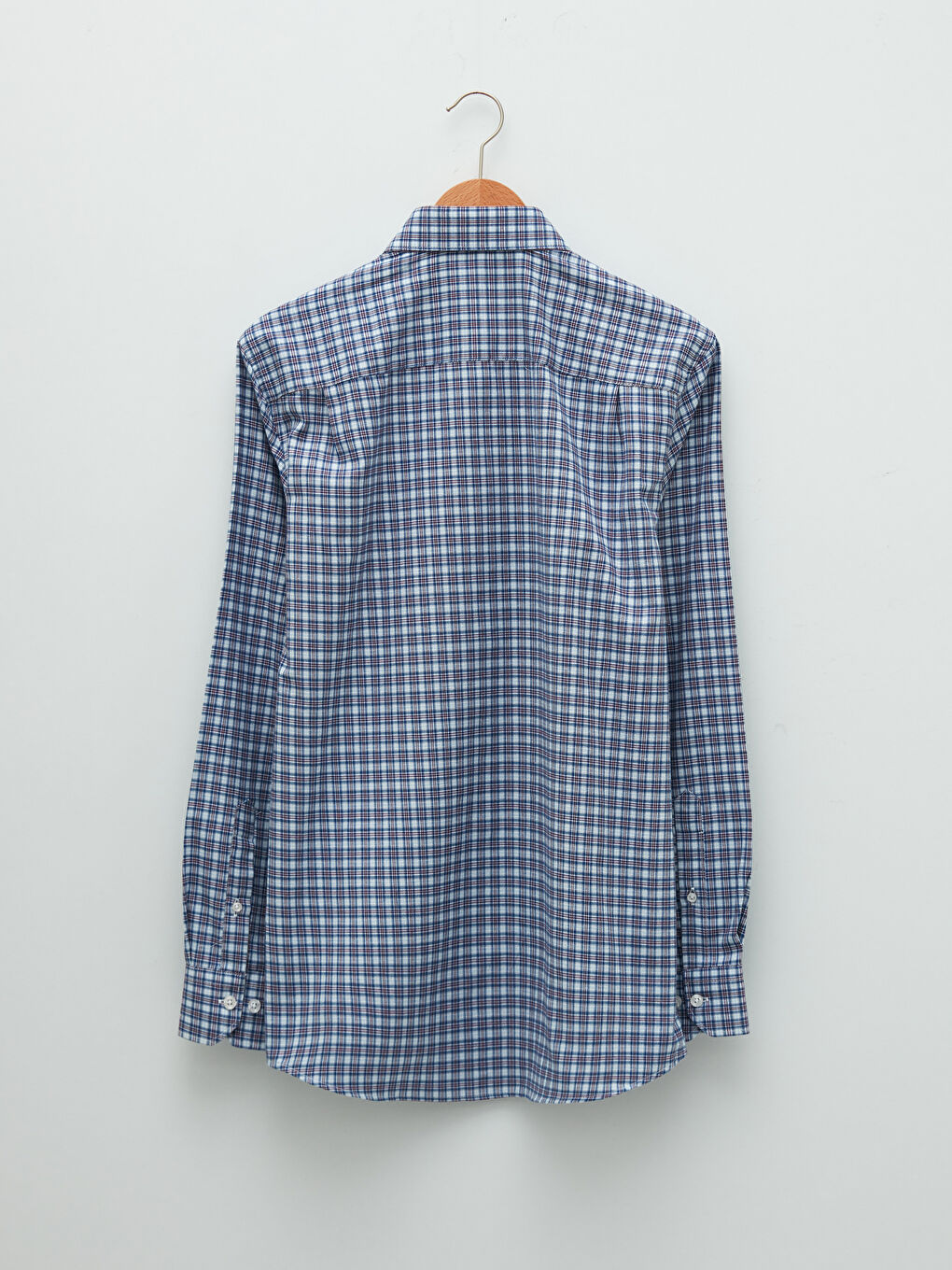 Kırmızı Regular Fit Uzun Kollu Ekose Gabardin Erkek Gömlek-6