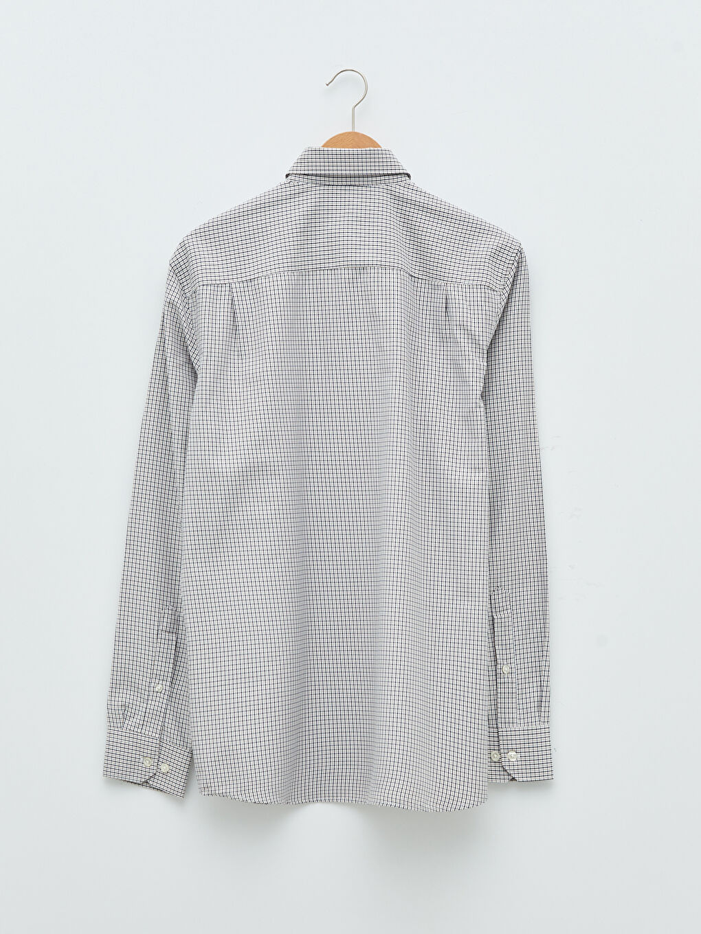 Regular Fit Long Sleeve Plaid Poplin Men's Shirt-6