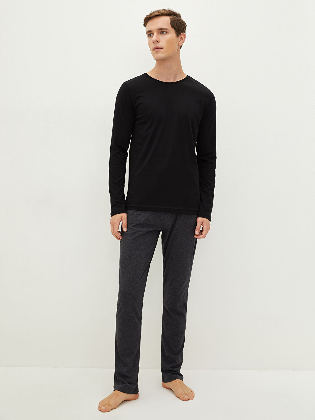 Sous-vêtement pour Hommes en Coton à Manches Longues et Col Rond-1