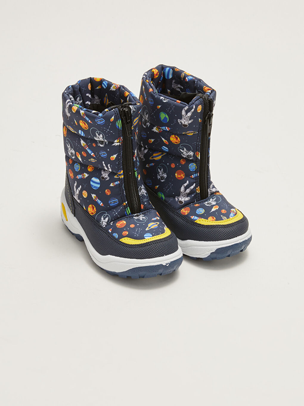 Lacivert Uzay Baskılı Fermuarlı Erkek Çocuk Kar Botu