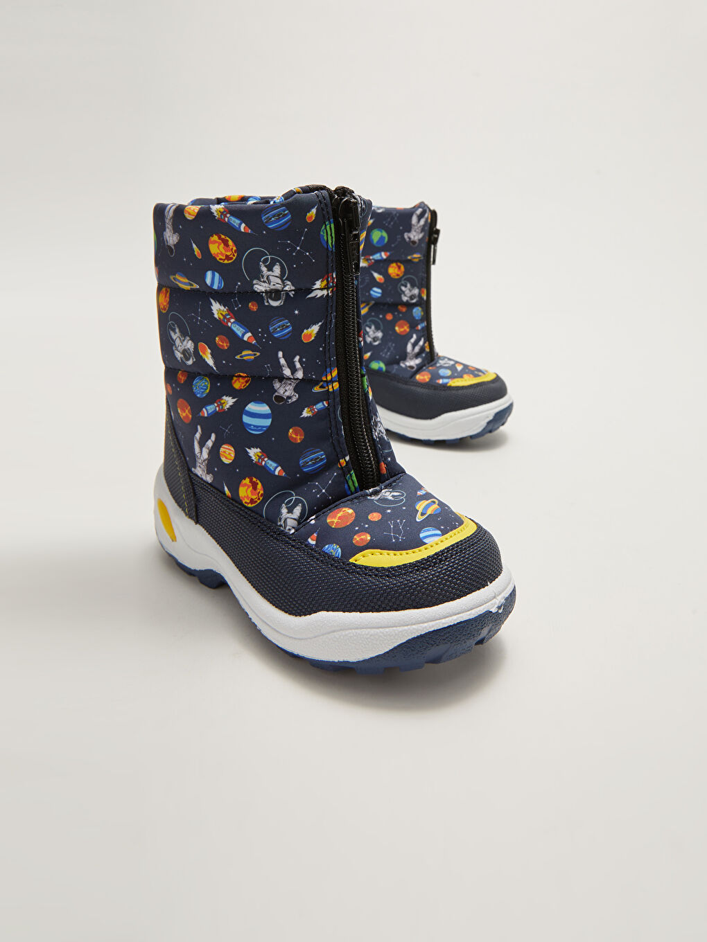 Lacivert Uzay Baskılı Fermuarlı Erkek Çocuk Kar Botu-2