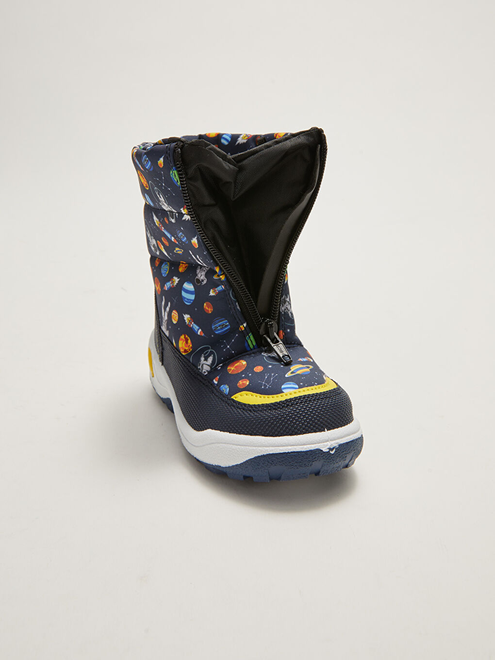 Lacivert Uzay Baskılı Fermuarlı Erkek Çocuk Kar Botu-4