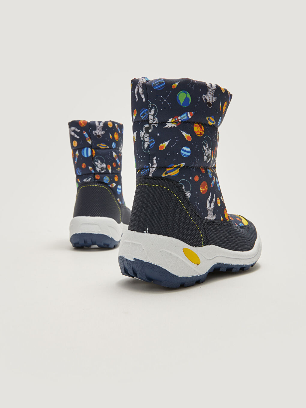 Lacivert Uzay Baskılı Fermuarlı Erkek Çocuk Kar Botu-5