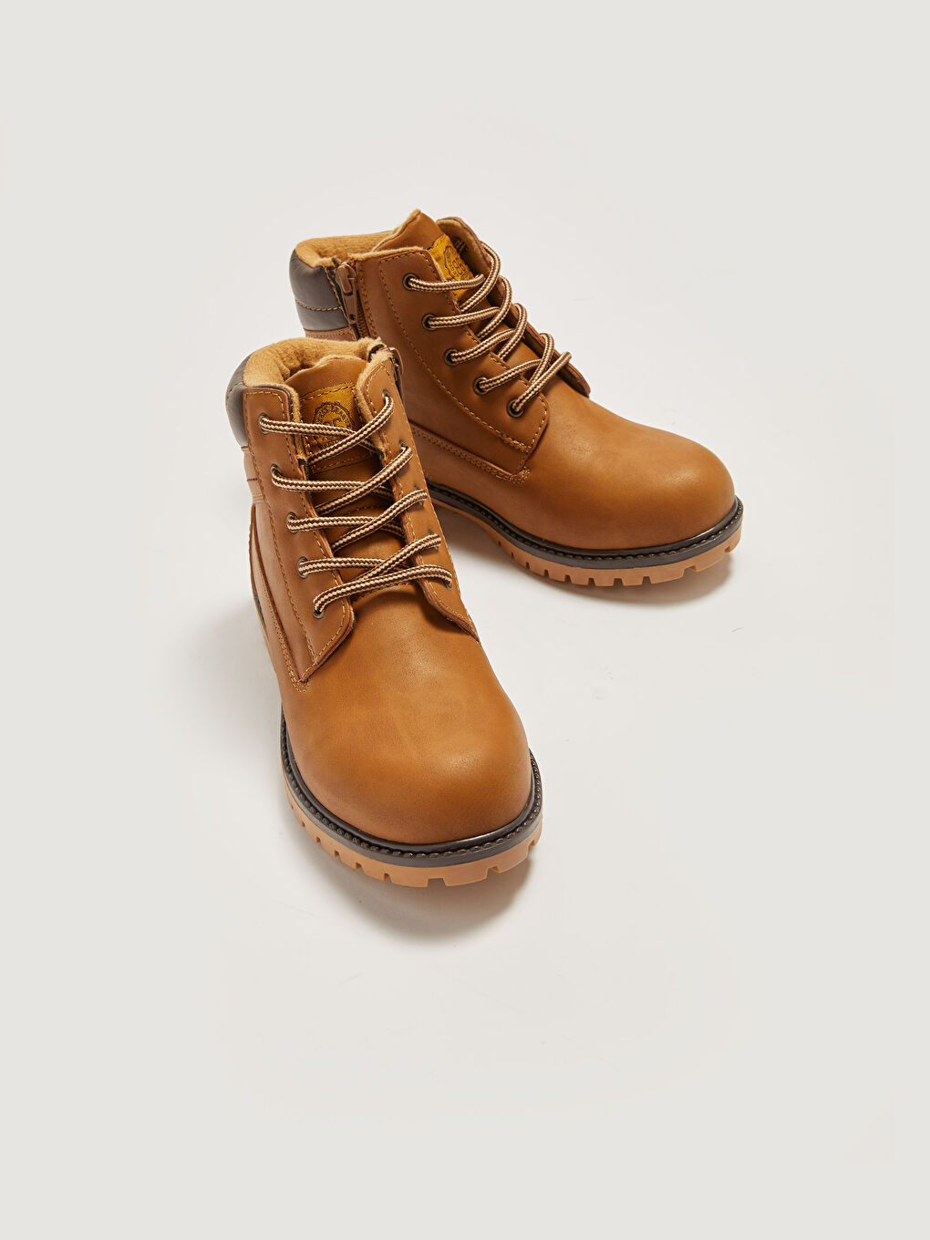 Kahverengi Deri Görünümlü Bağcıklı ve Fermuarlı Erkek Çocuk Bot-2