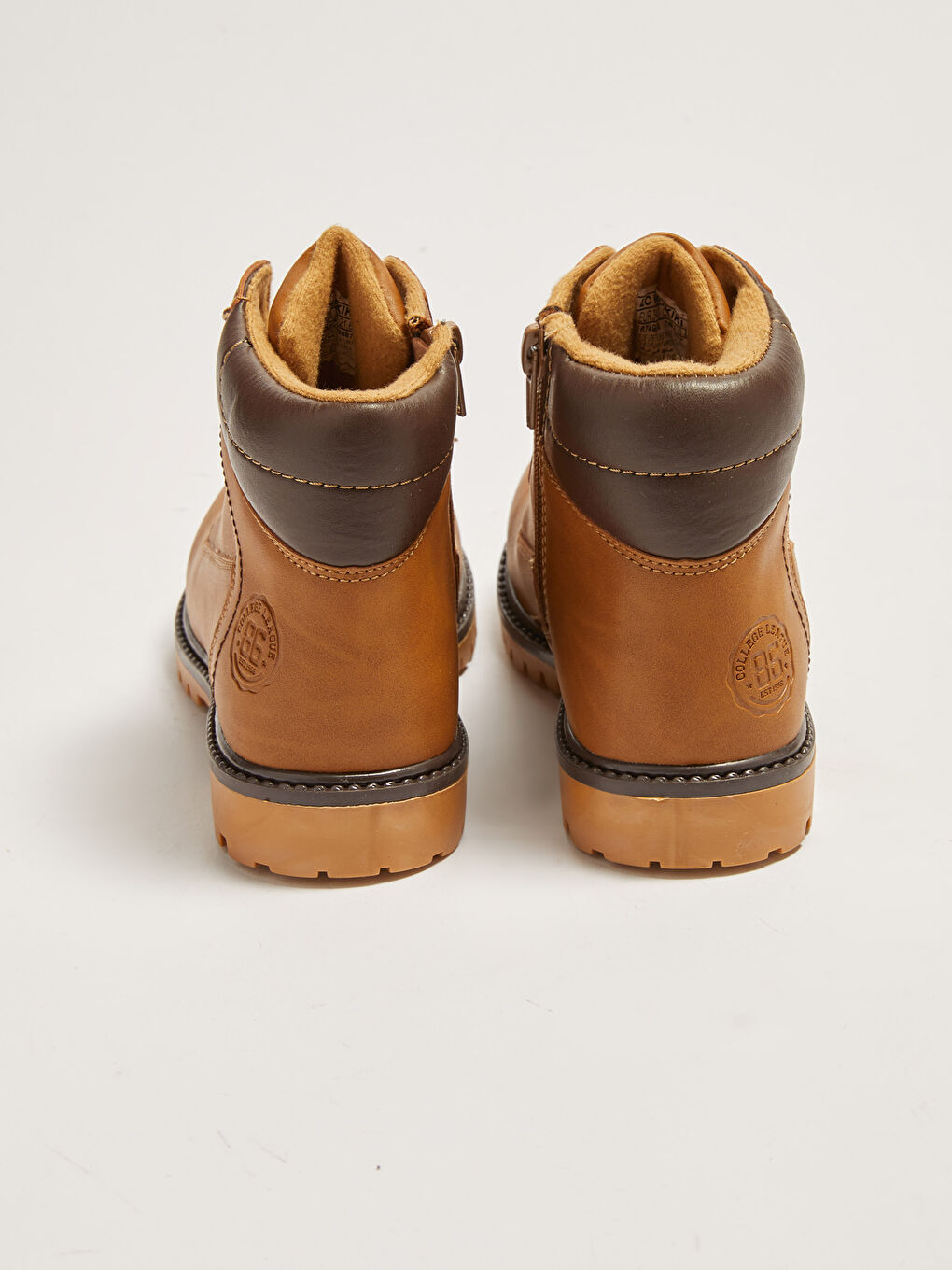 Kahverengi Deri Görünümlü Bağcıklı ve Fermuarlı Erkek Çocuk Bot-4