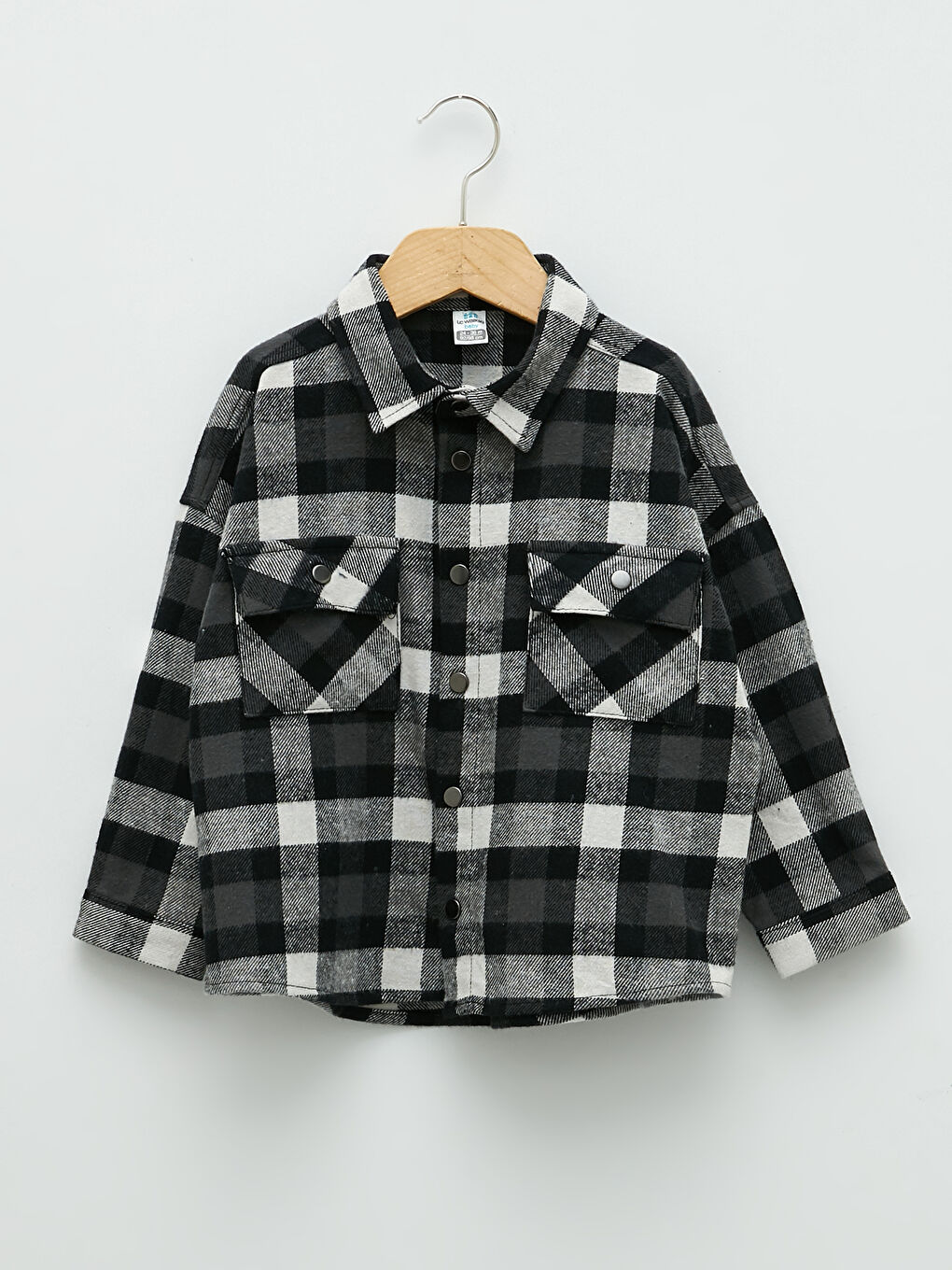 Siyah Uzun Kollu Ekose Desenli Erkek Bebek Gömlek