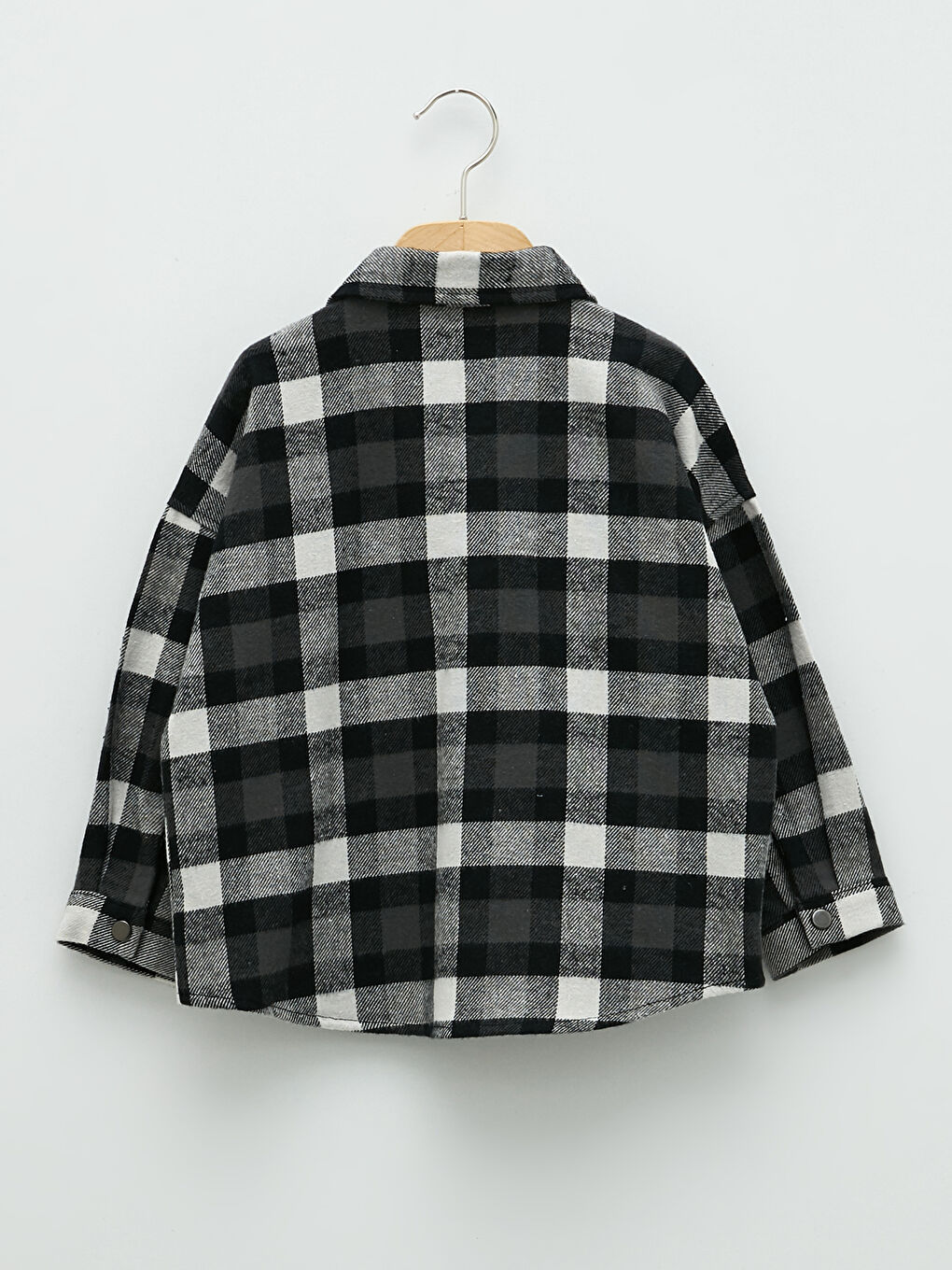 Siyah Uzun Kollu Ekose Desenli Erkek Bebek Gömlek-1