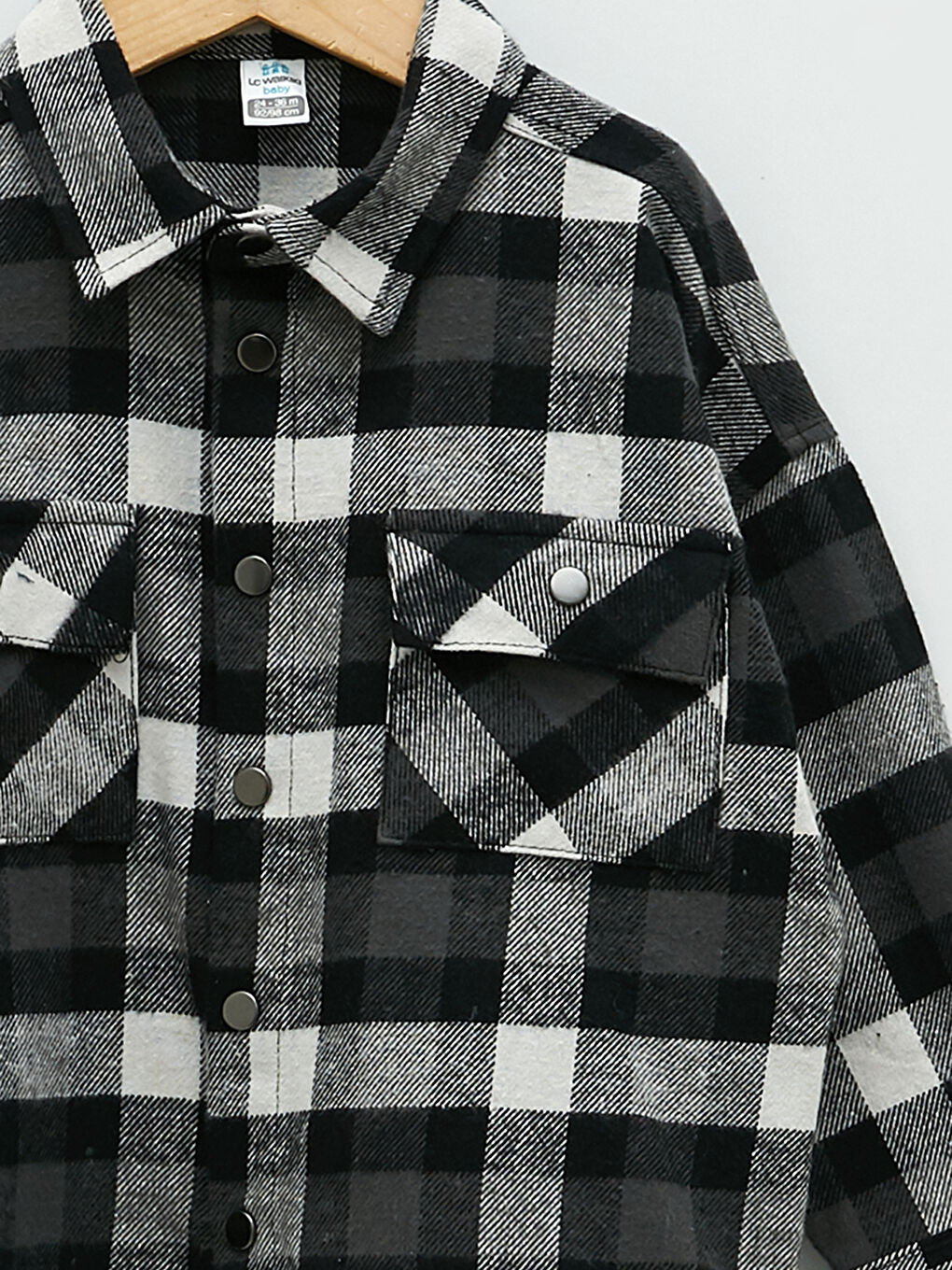 Siyah Uzun Kollu Ekose Desenli Erkek Bebek Gömlek-2