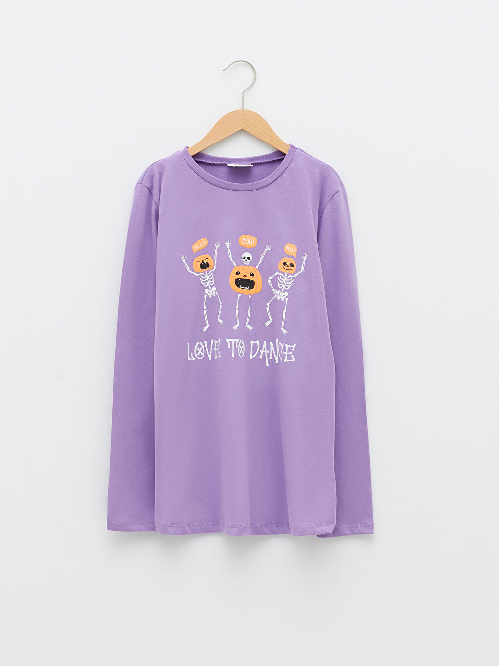 LCW Kids Crew Neck Printed Long Sleeve Girls' T-Shirt -W16773Z4-GRL