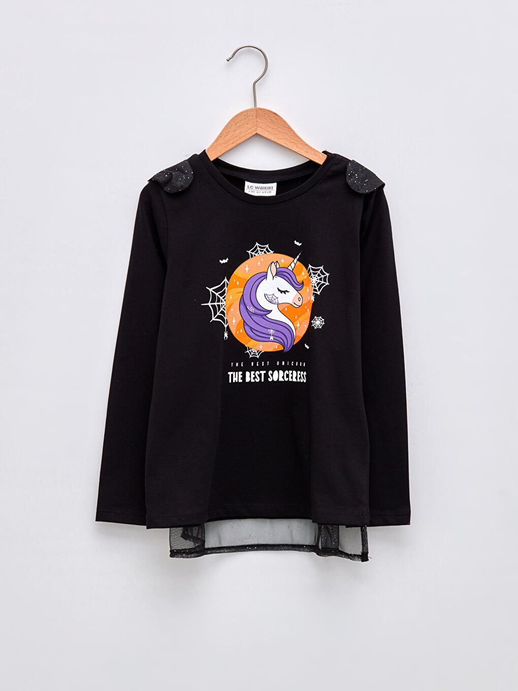 LCW Kids Crew Neck Printed Long Sleeve Girls' T-Shirt and Cape -W16784Z4-CVL