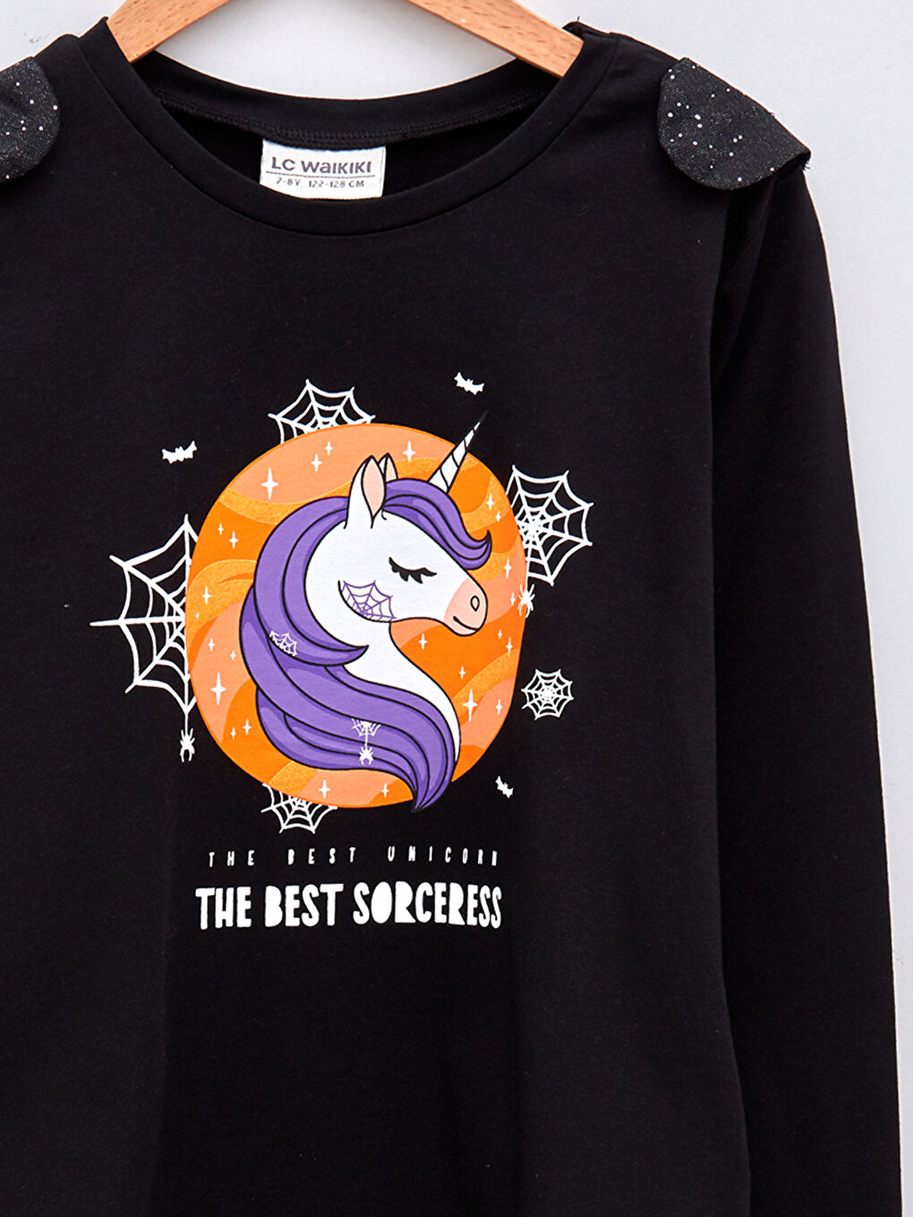 LCW Kids Crew Neck Printed Long Sleeve Girls' T-Shirt and Cape -W16784Z4-CVL