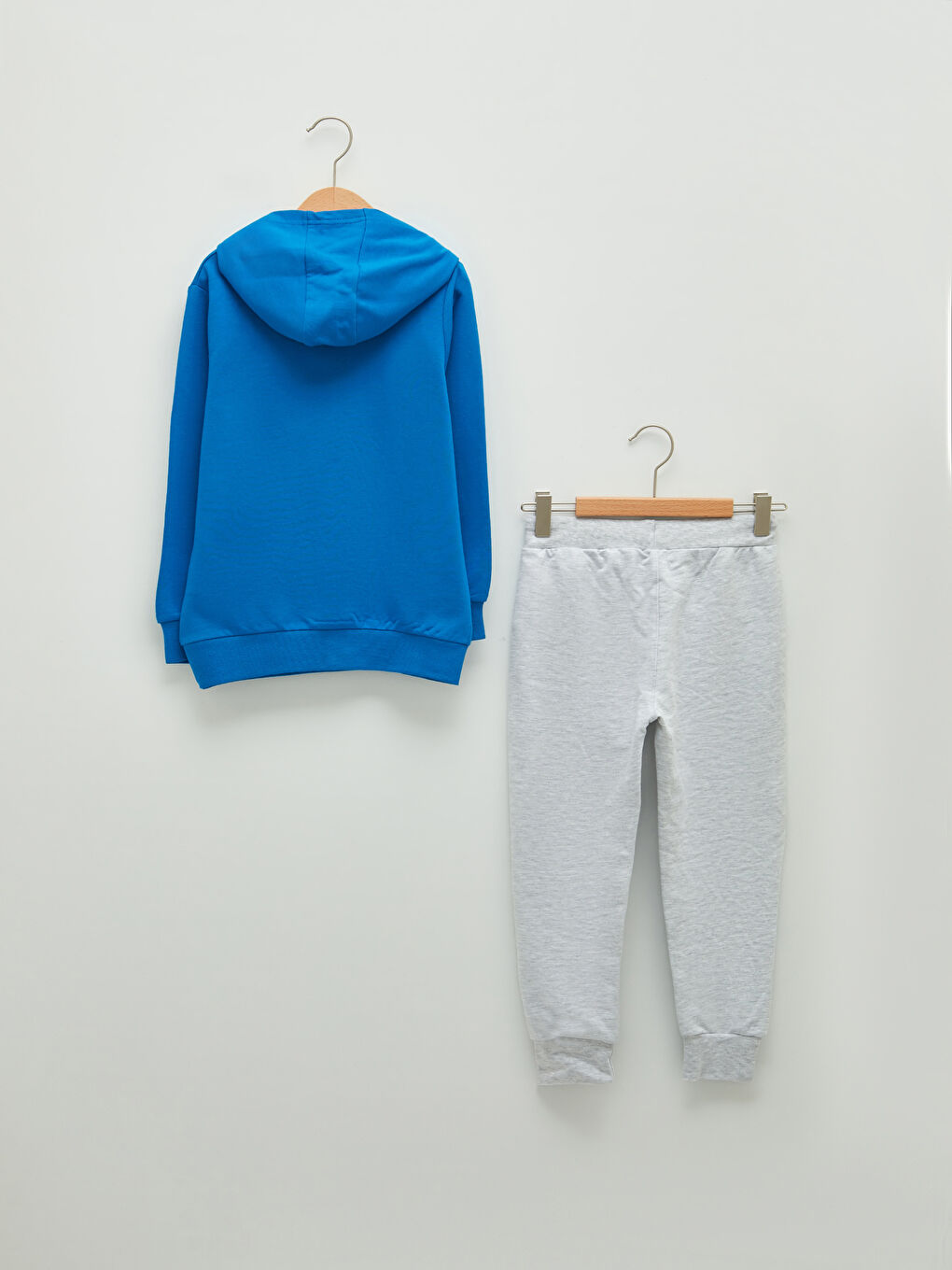 Mavi Kapüşonlu Baskılı Uzun Kollu Erkek Çocuk Sweatshirt ve Eşofman Altı-1