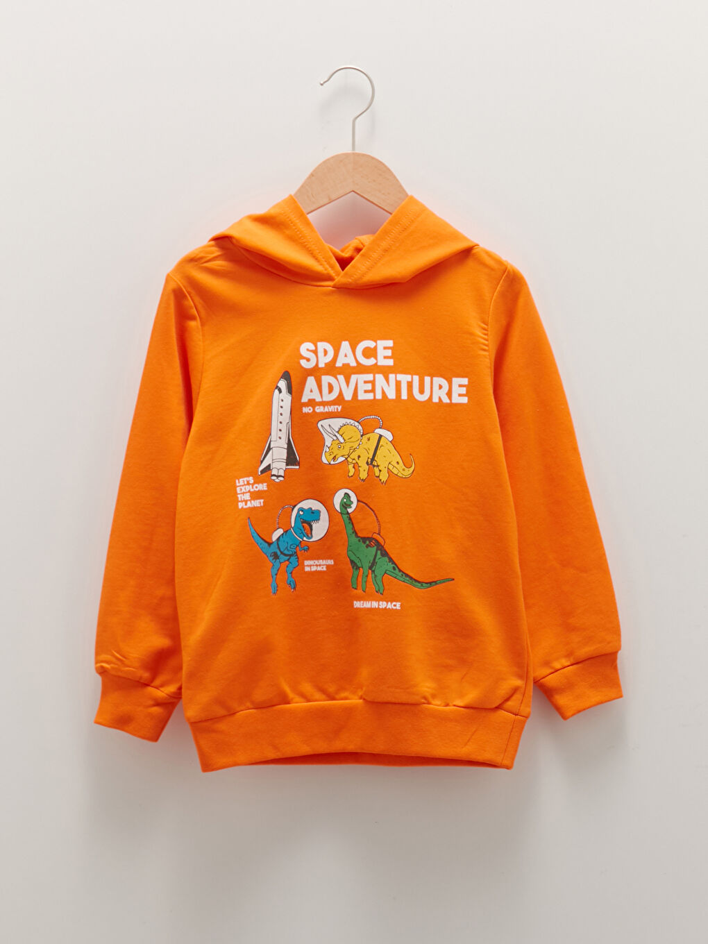 Turuncu Kapüşonlu Baskılı Uzun Kollu Erkek Çocuk Sweatshirt ve Eşofman Altı-1