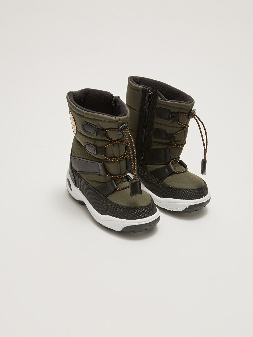 Haki Elastik Bağcıklı Fermuarlı Erkek Çocuk Kar Botu