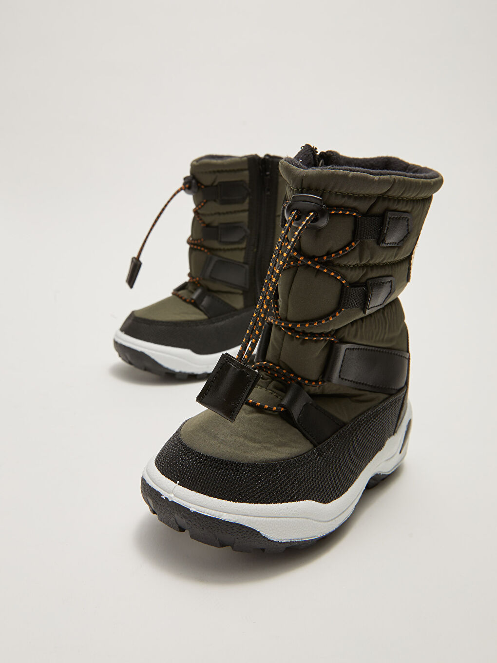 Haki Elastik Bağcıklı Fermuarlı Erkek Çocuk Kar Botu-2