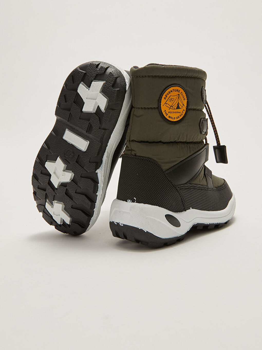 Haki Elastik Bağcıklı Fermuarlı Erkek Çocuk Kar Botu-3