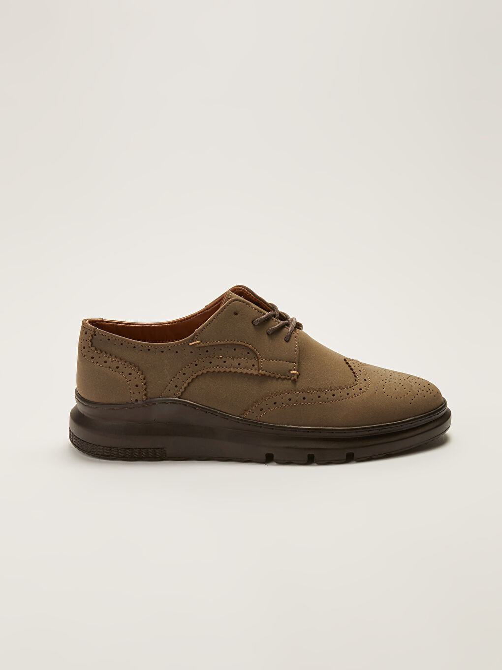 Kahverengi Dekoratif Dikişli Bağcıklı Erkek Klasik Ayakkabı-1
