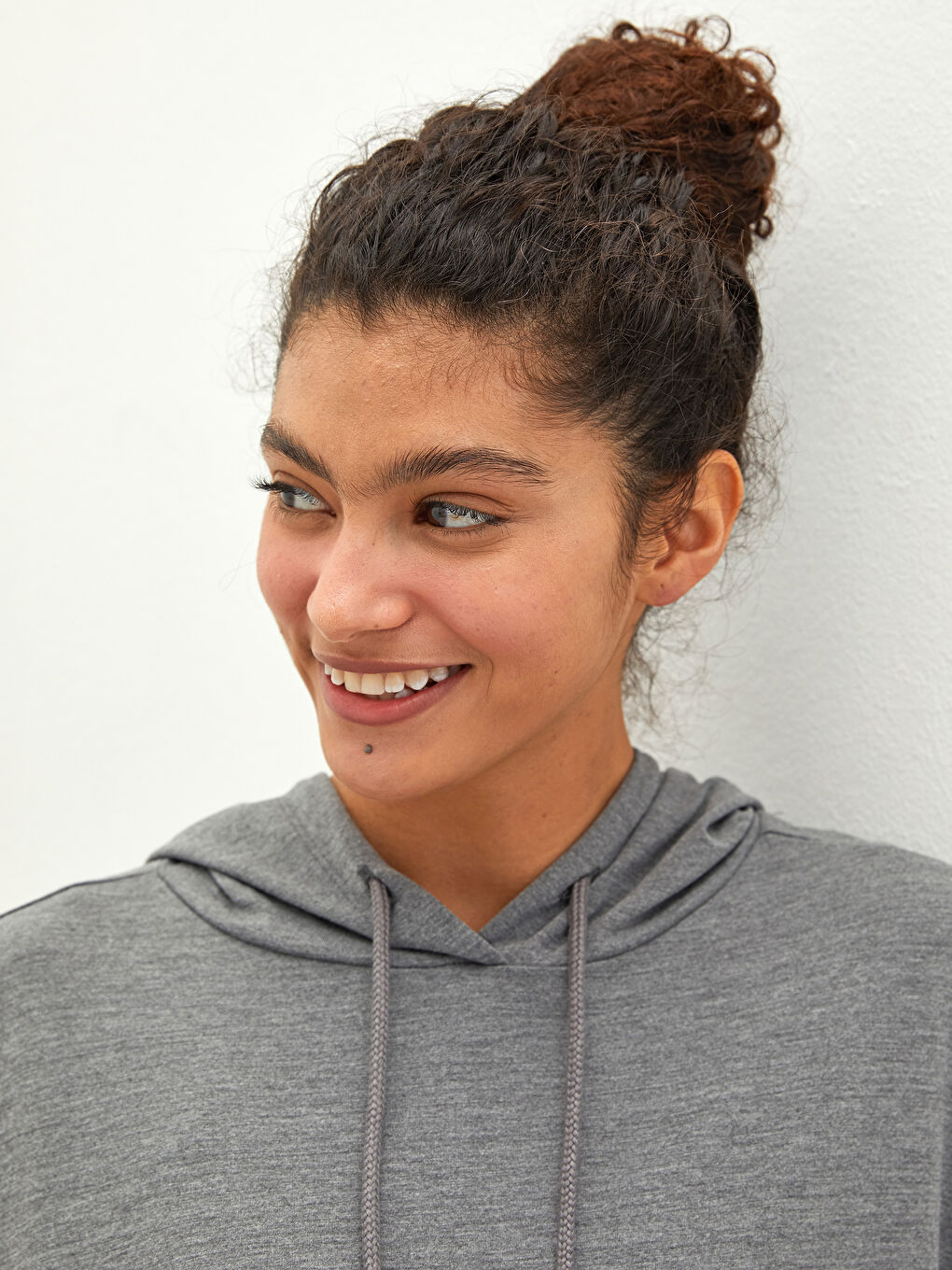 Women's Pajama Top With Hood Collar Plain Long Sleeve Pocket Detailed-1