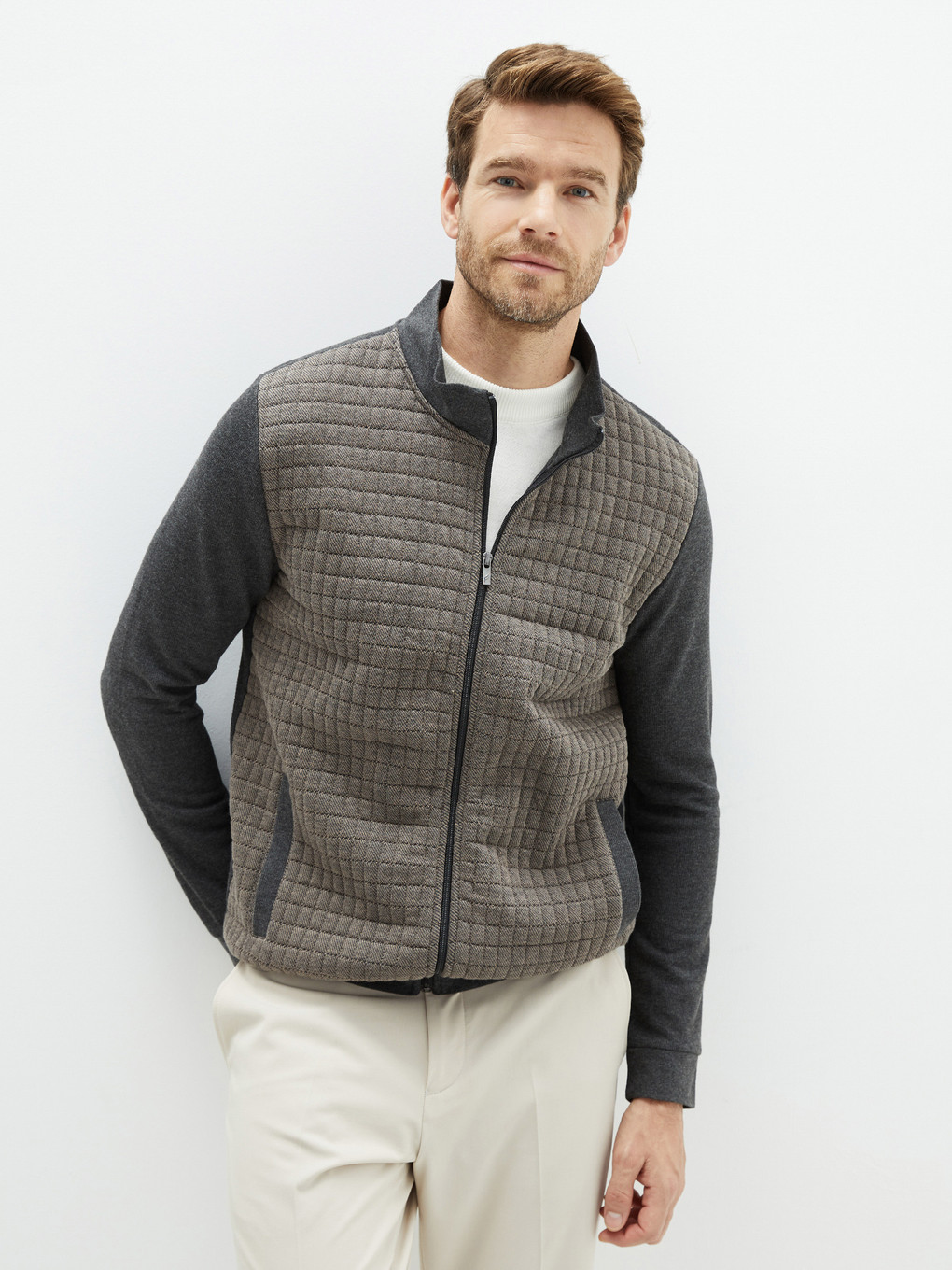 LCWAIKIKI Classic Standard Pattern High Collar Men's Cardigan