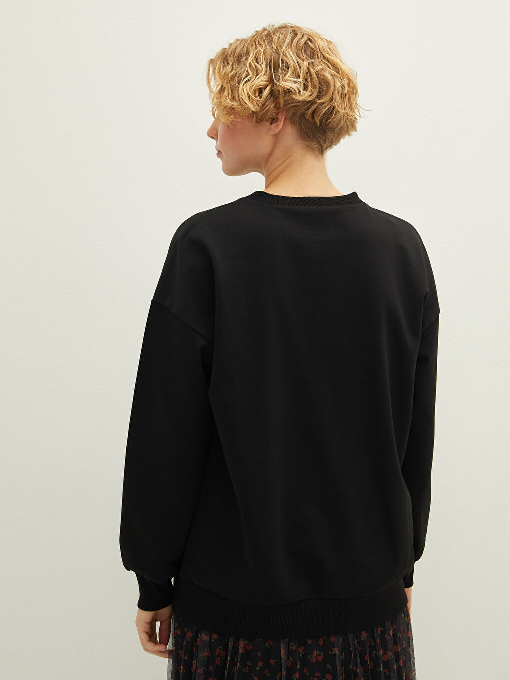 Світшот для жінок з круглим вирізом, простий, довгий рукав-4