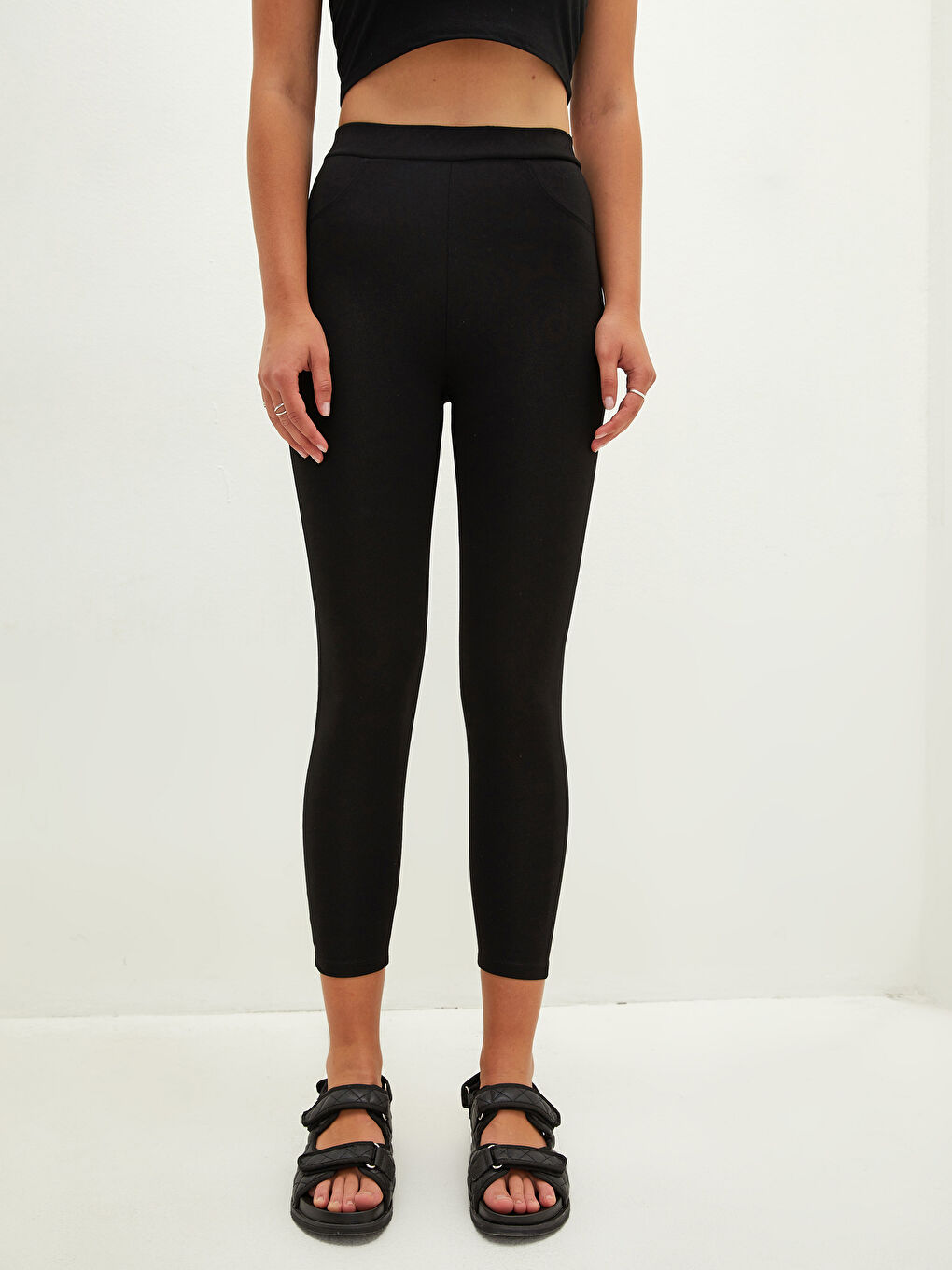 LCW Vision Elastic Waist Straight Pocket Detailed Women's Leggings -W16936Z8-RQN