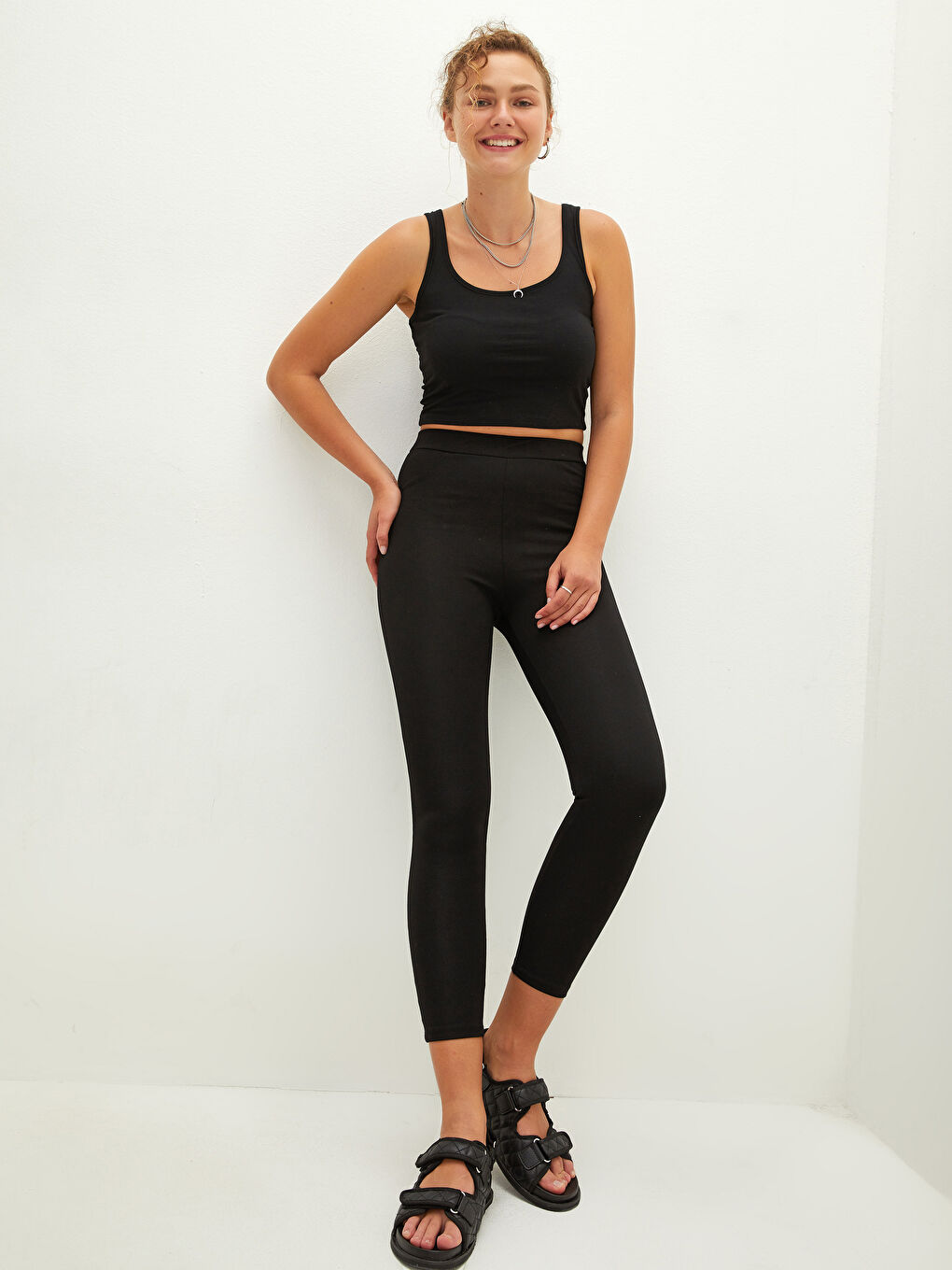 LCW Vision Elastic Waist Straight Pocket Detailed Women's Leggings -W16936Z8-RQN