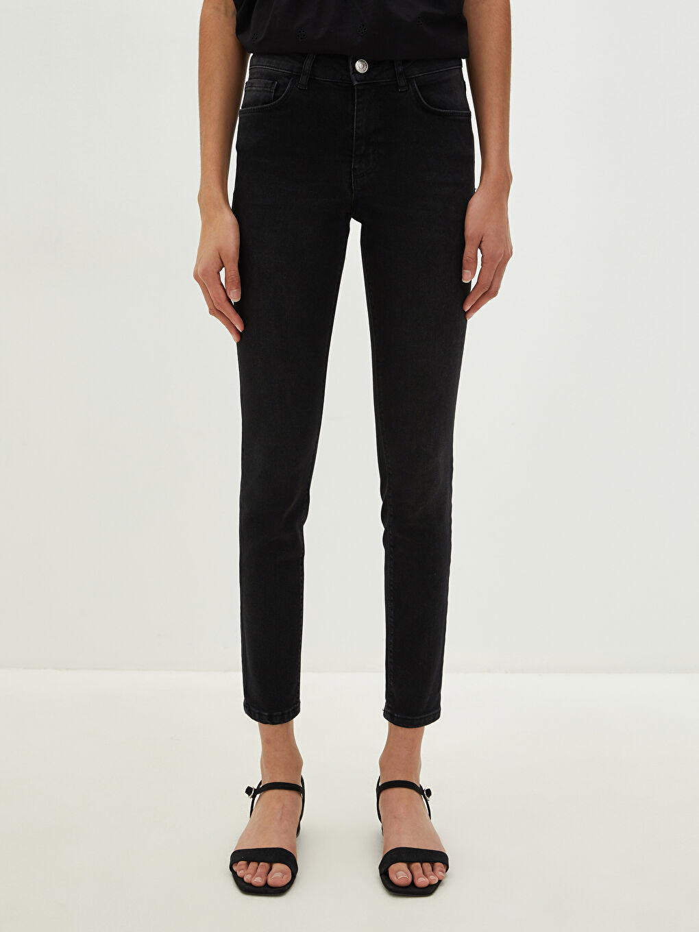 Normal Waist Mercury Skinny Fit Women's Rodeo Jean Trousers with Pocket Detail-3