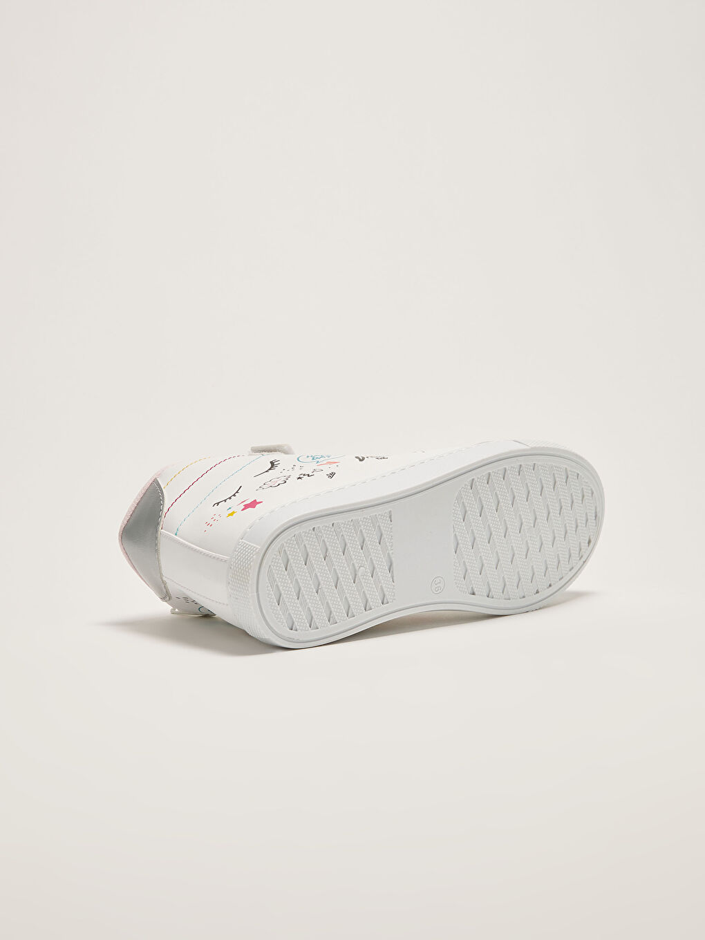 Beyaz Baskılı Cırt Cırtlı Bilek Boy Kız Çocuk Spor Ayakkabı-5